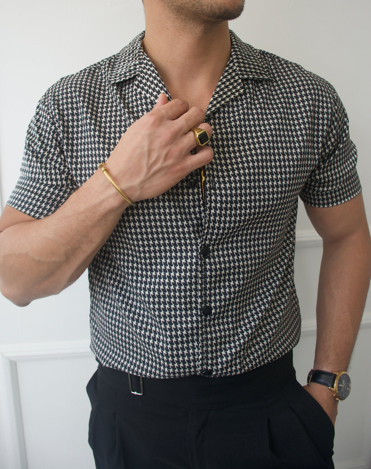 Camisa Brown & Black Seda italiano | Sprezzatura