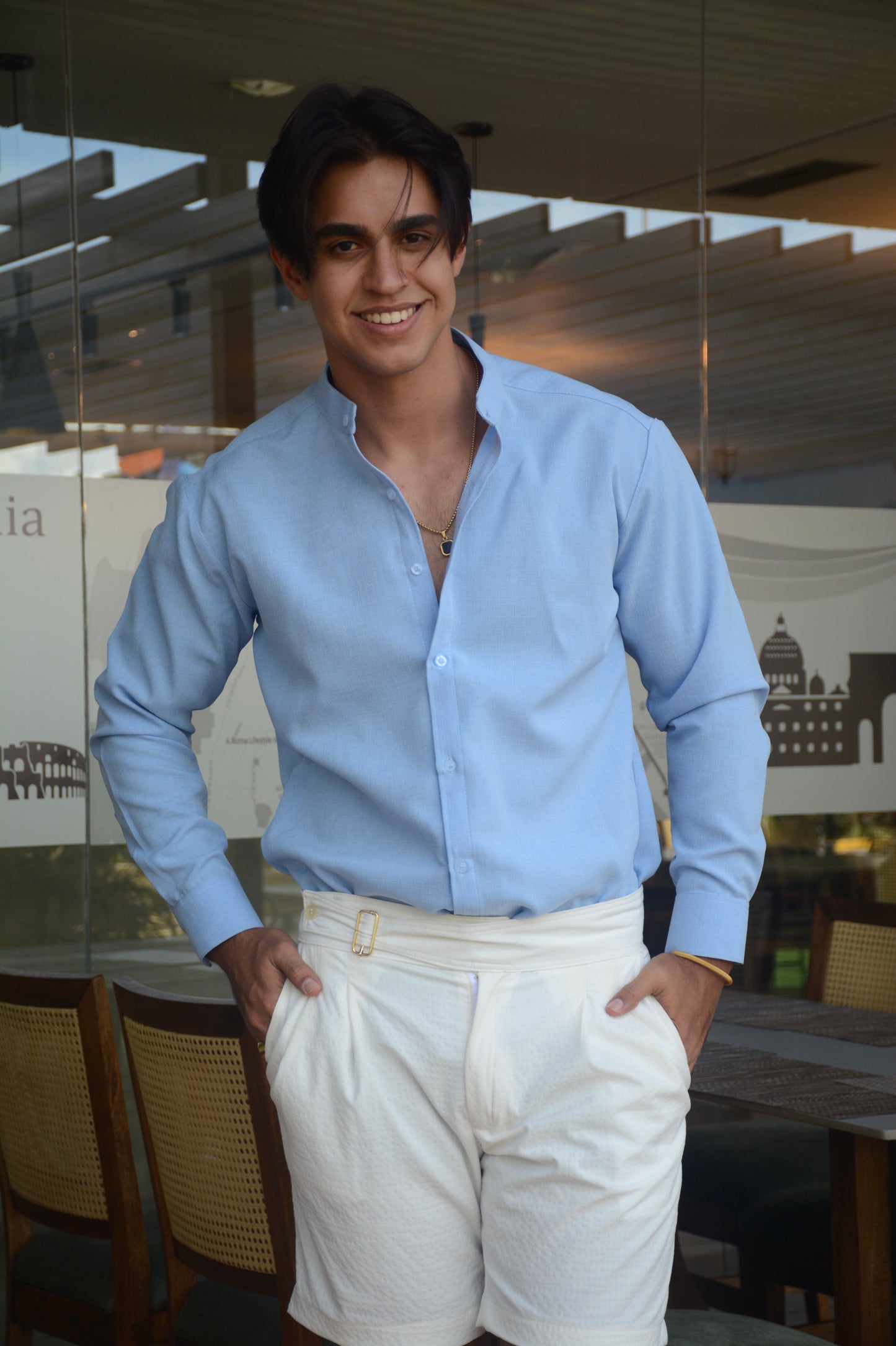 Camisa Sky Blue Lino M/L