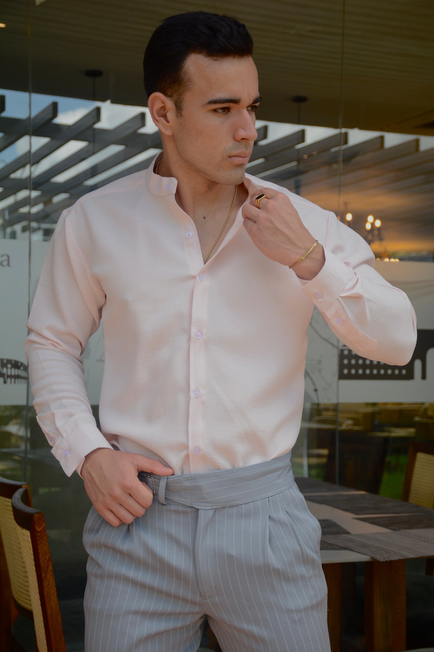 Camisa Pale Rose Mao Lino M/L