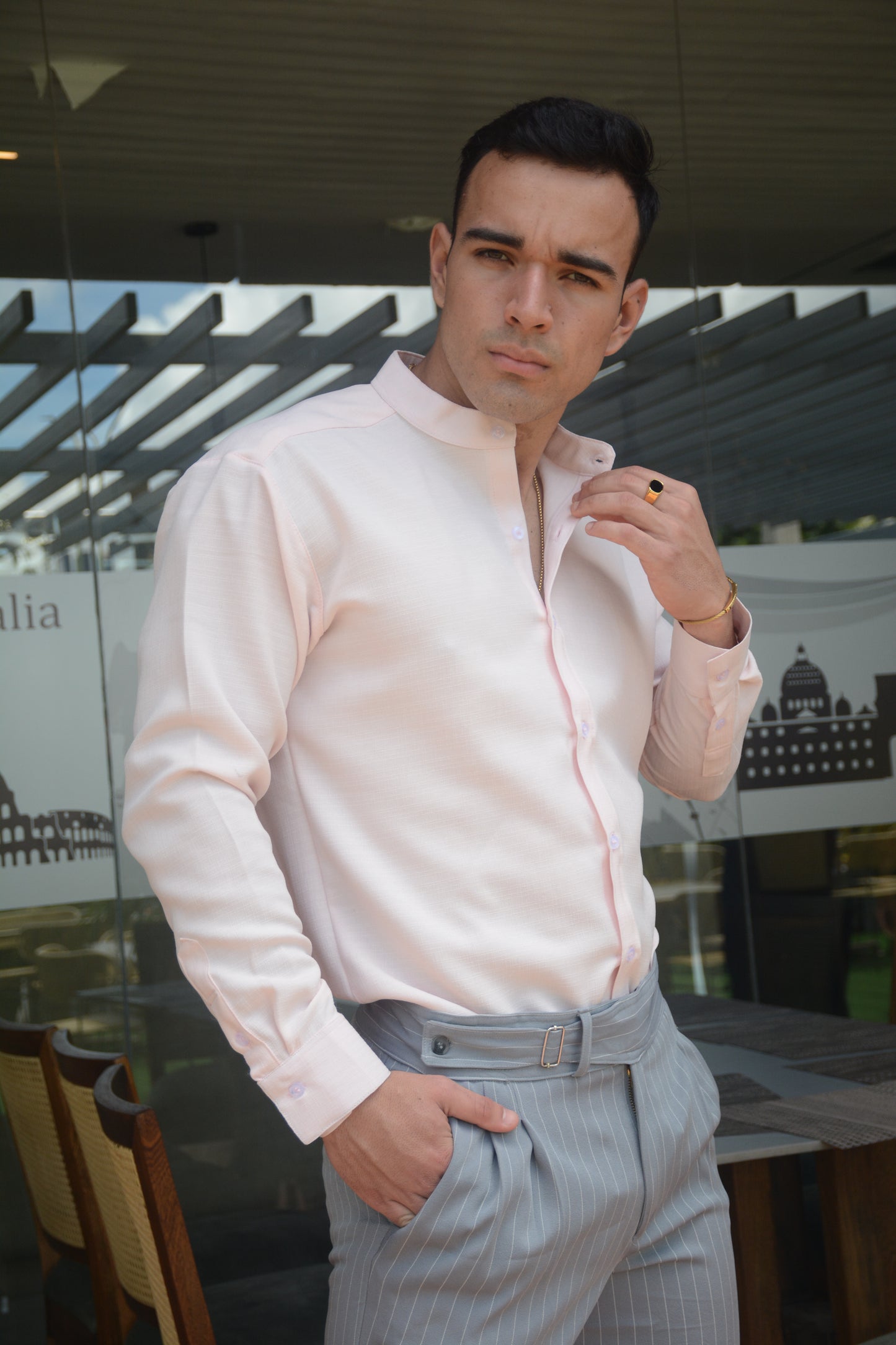 Camisa Pale Rose Mao Lino M/L