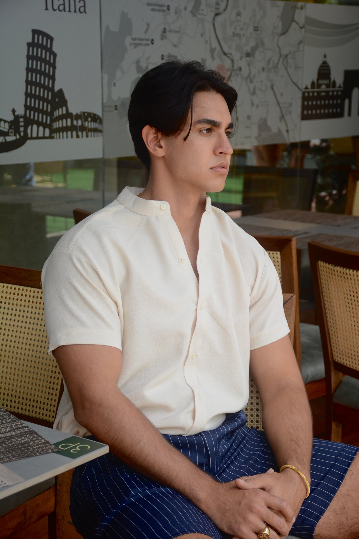 Camisa Crema Lino