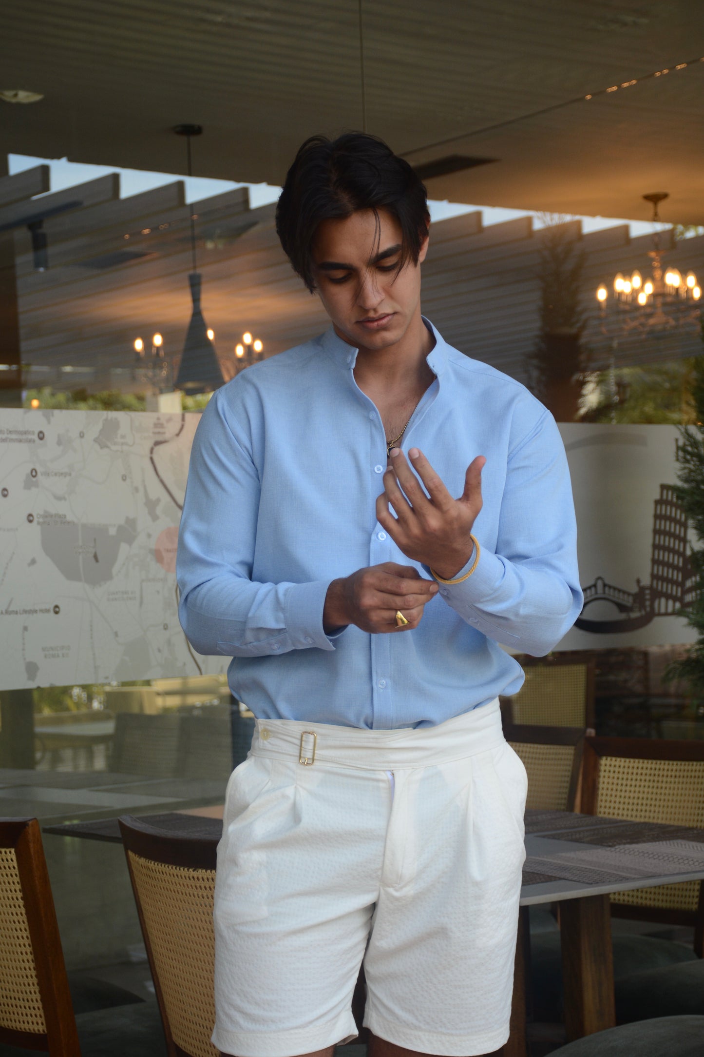 Camisa Sky Blue Lino M/L