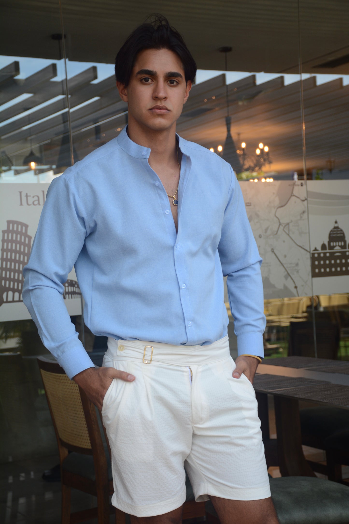 Camisa Sky Blue Lino M/L