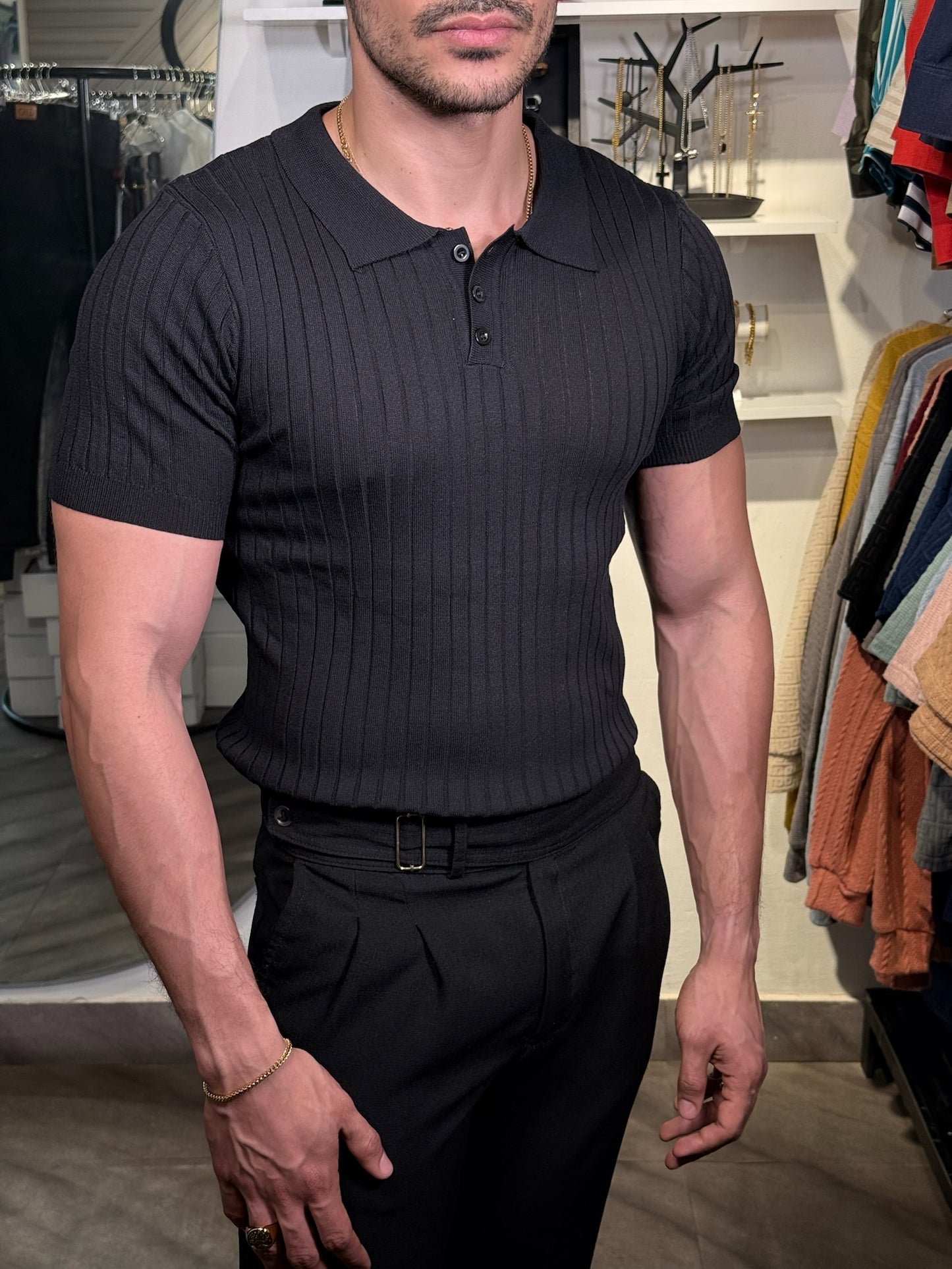 Polo Chemise “Lusso Buttoned” – Black