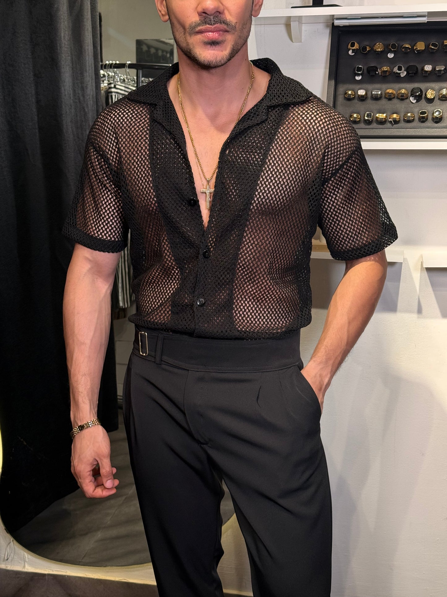 Camisa Alba Crochet – Black