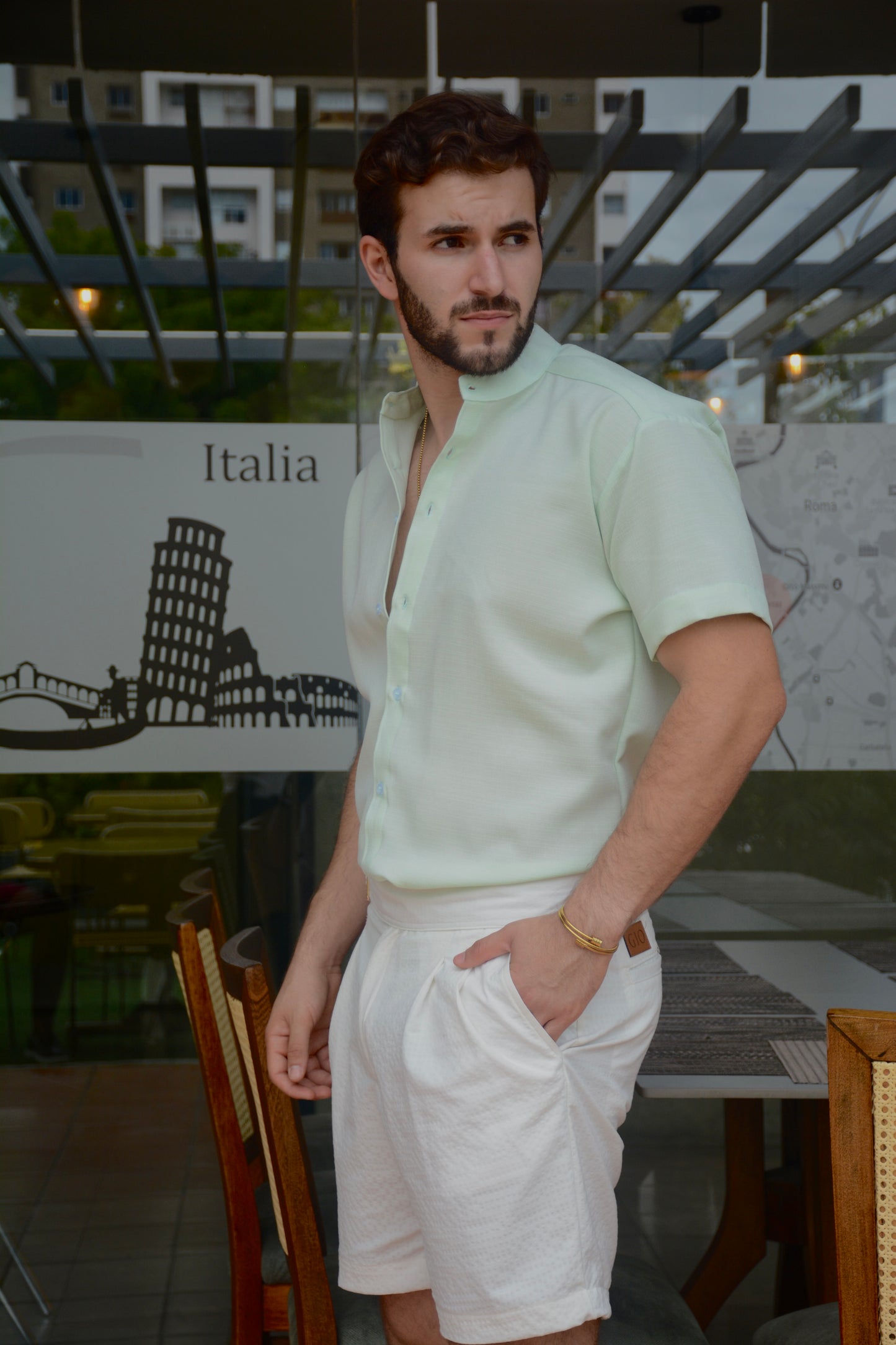 Camisa Mint Green Lino