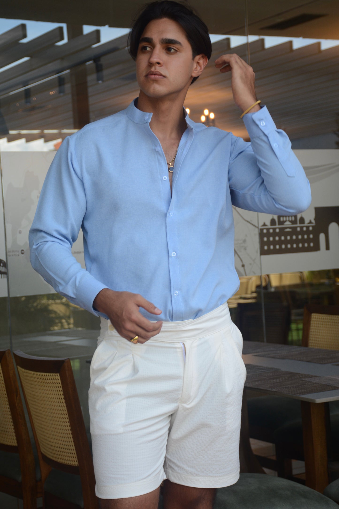 Camisa Sky Blue Lino M/L