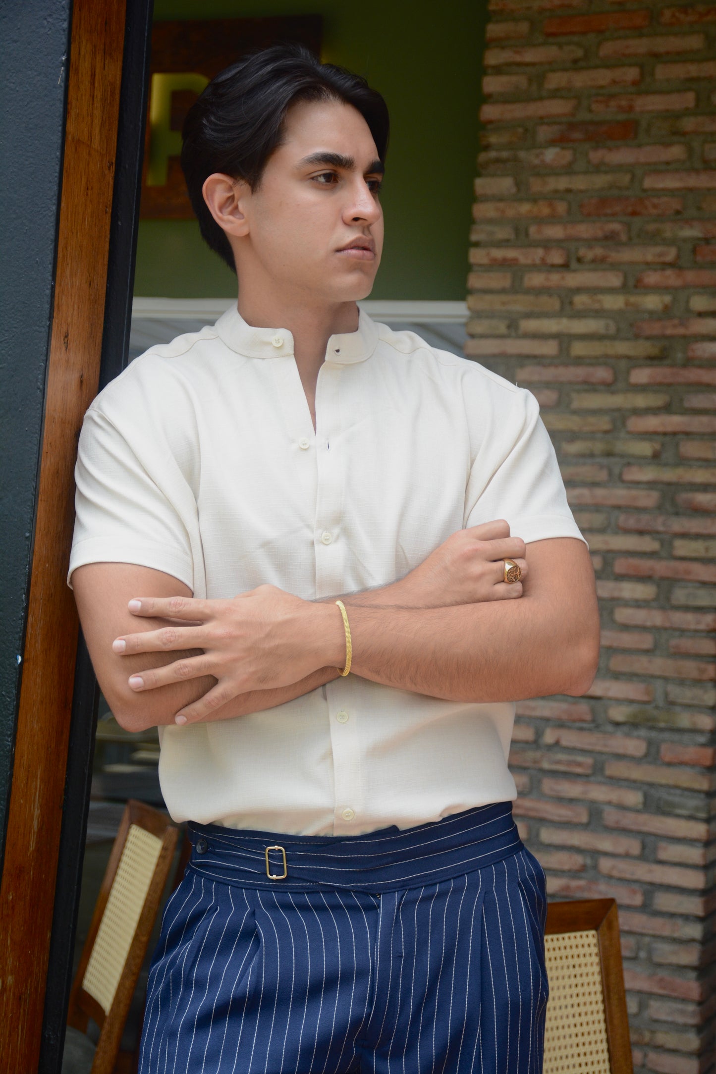 Camisa Crema Lino