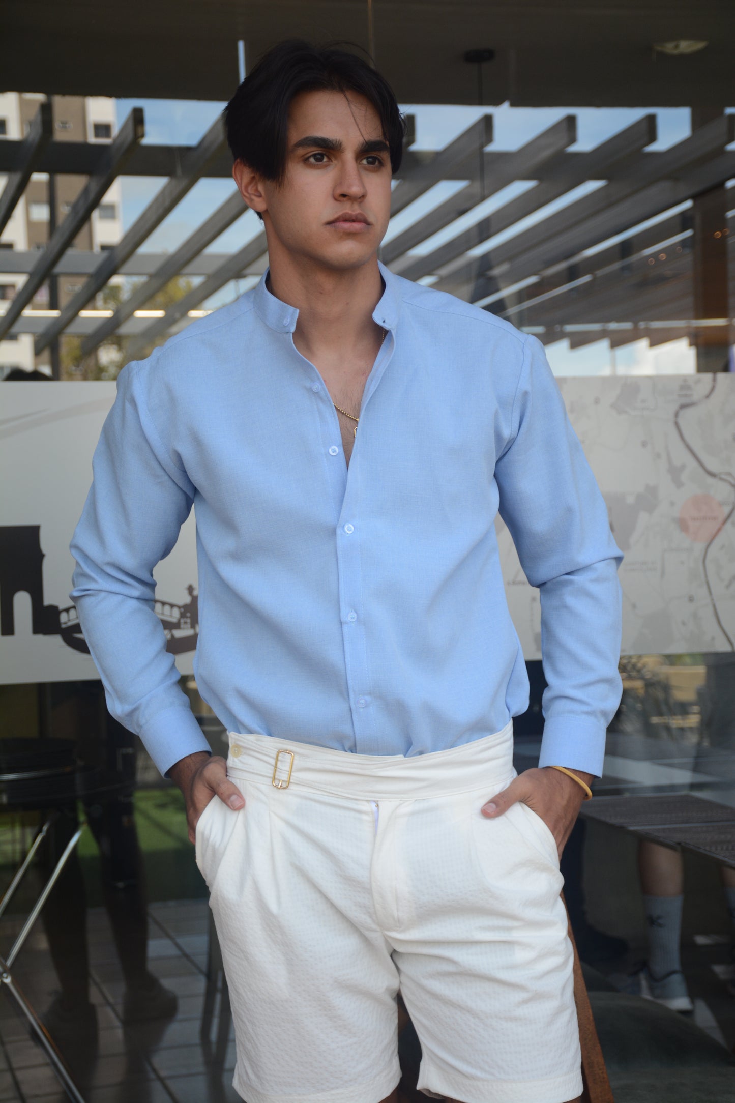 Camisa Sky Blue Lino M/L