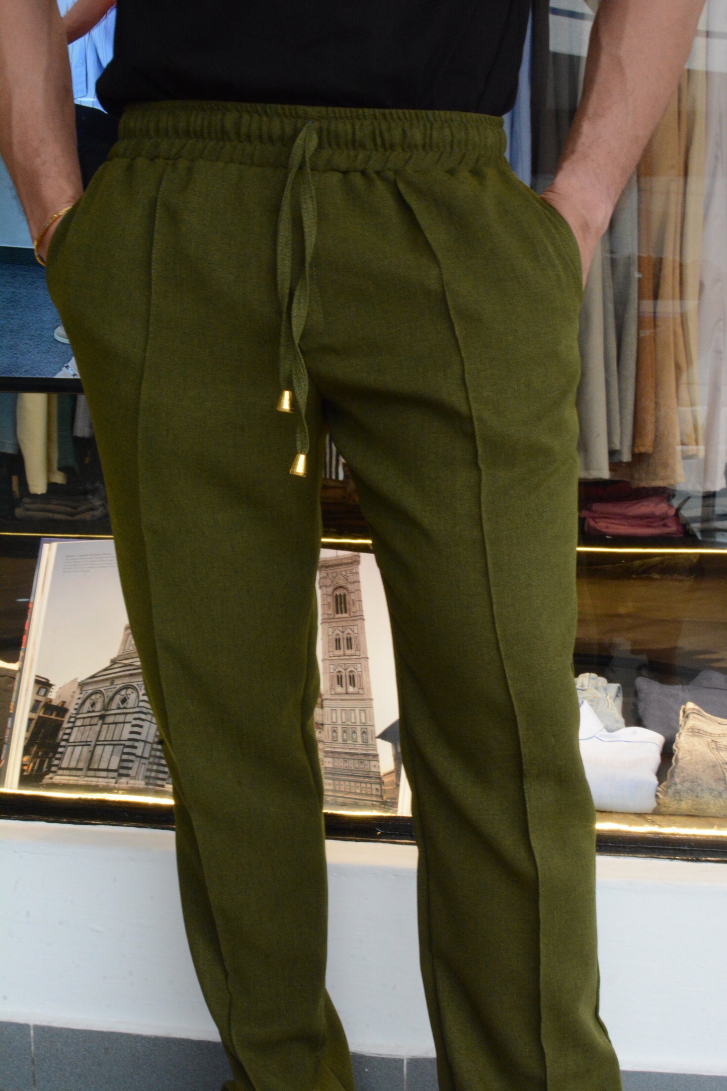 Pantalon Riviera Verde Oliva – Lino Italiano