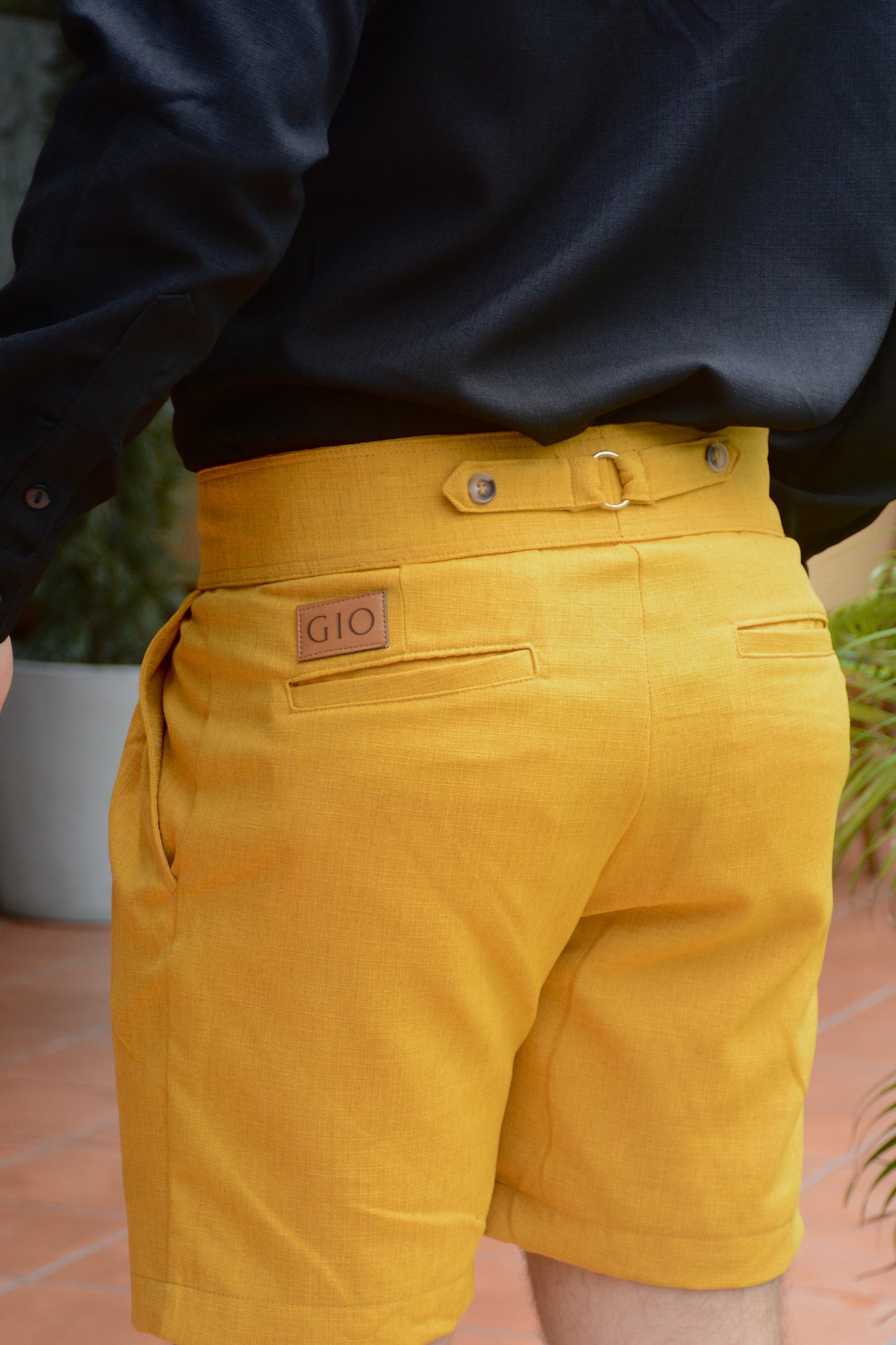 Bermuda Mostaza Lino Classic Uomo