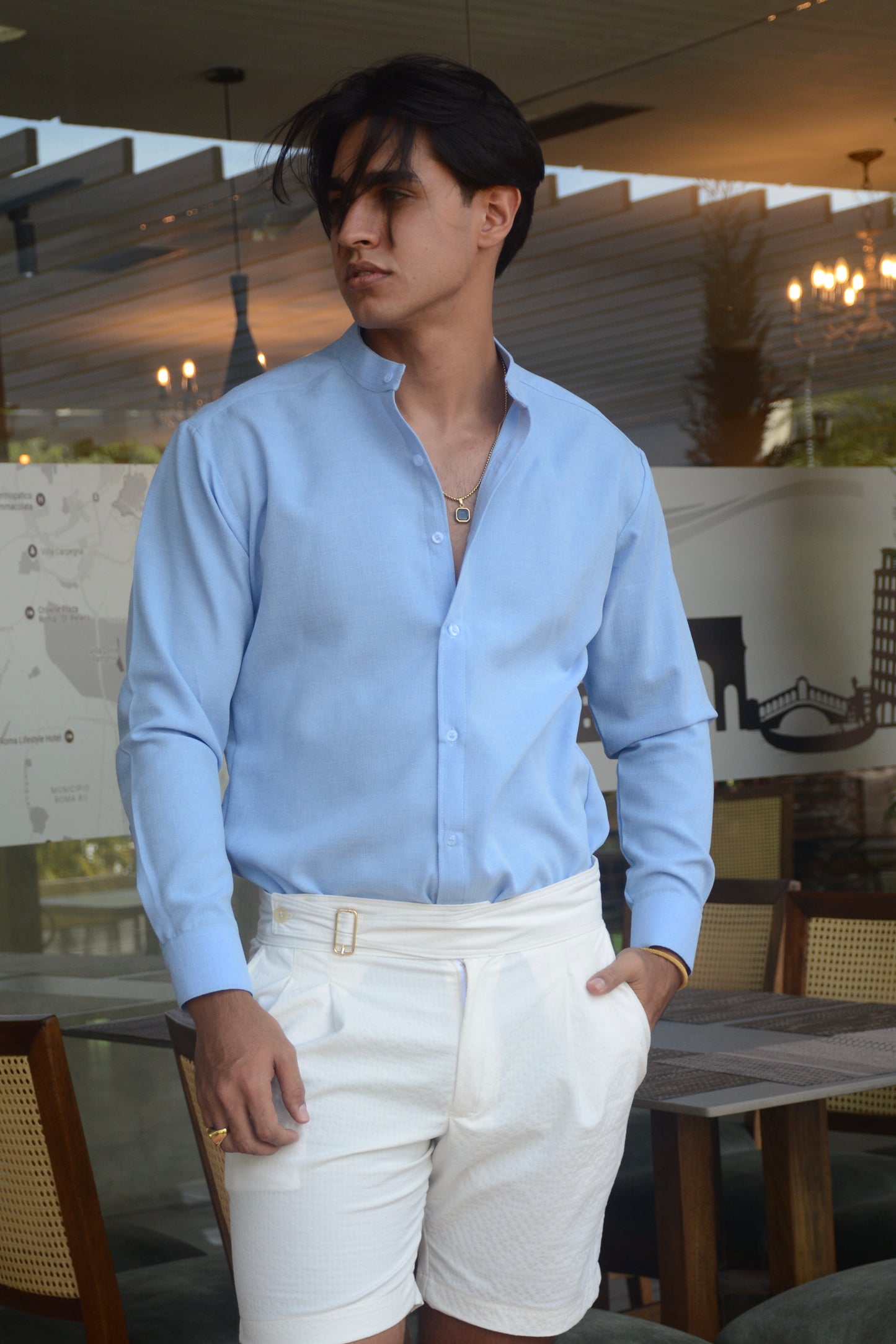 Camisa Sky Blue Lino M/L