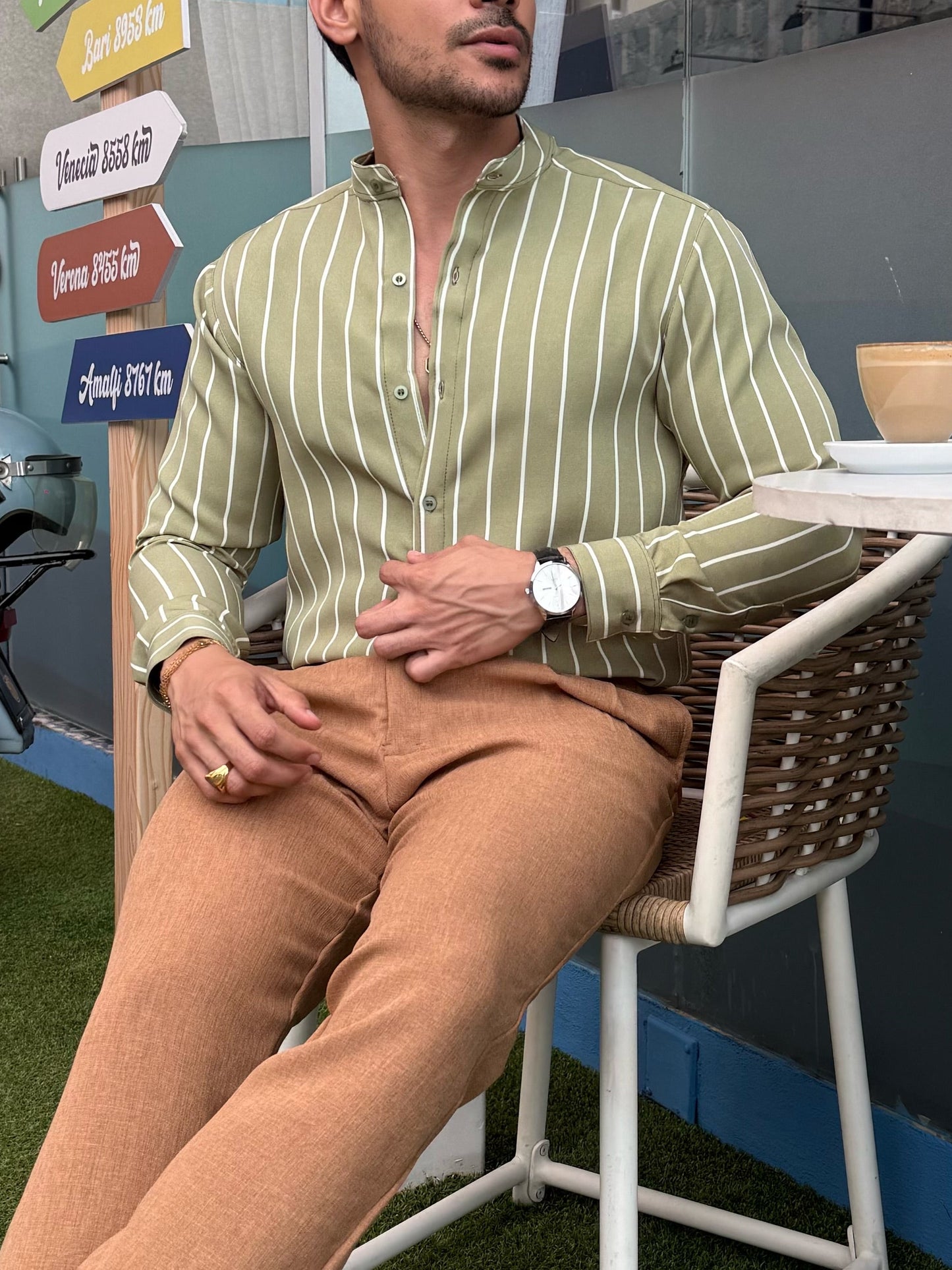 Camisa Green Stripes Mao M/L | Sprezzatura