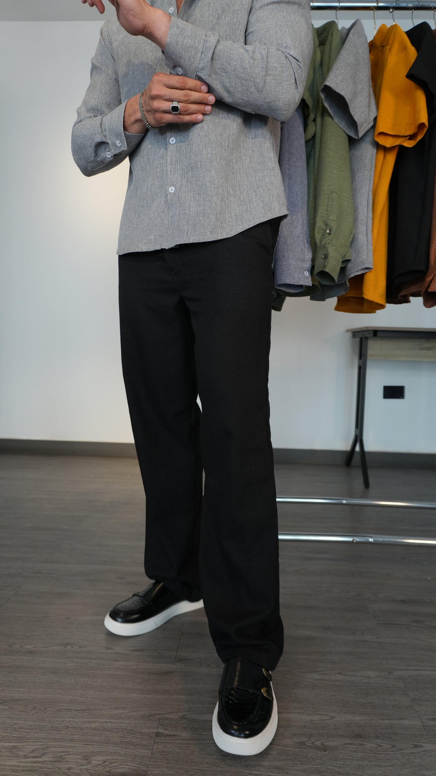 Pantalón Riviera Evoluzione | Lino Italiano (Negro)