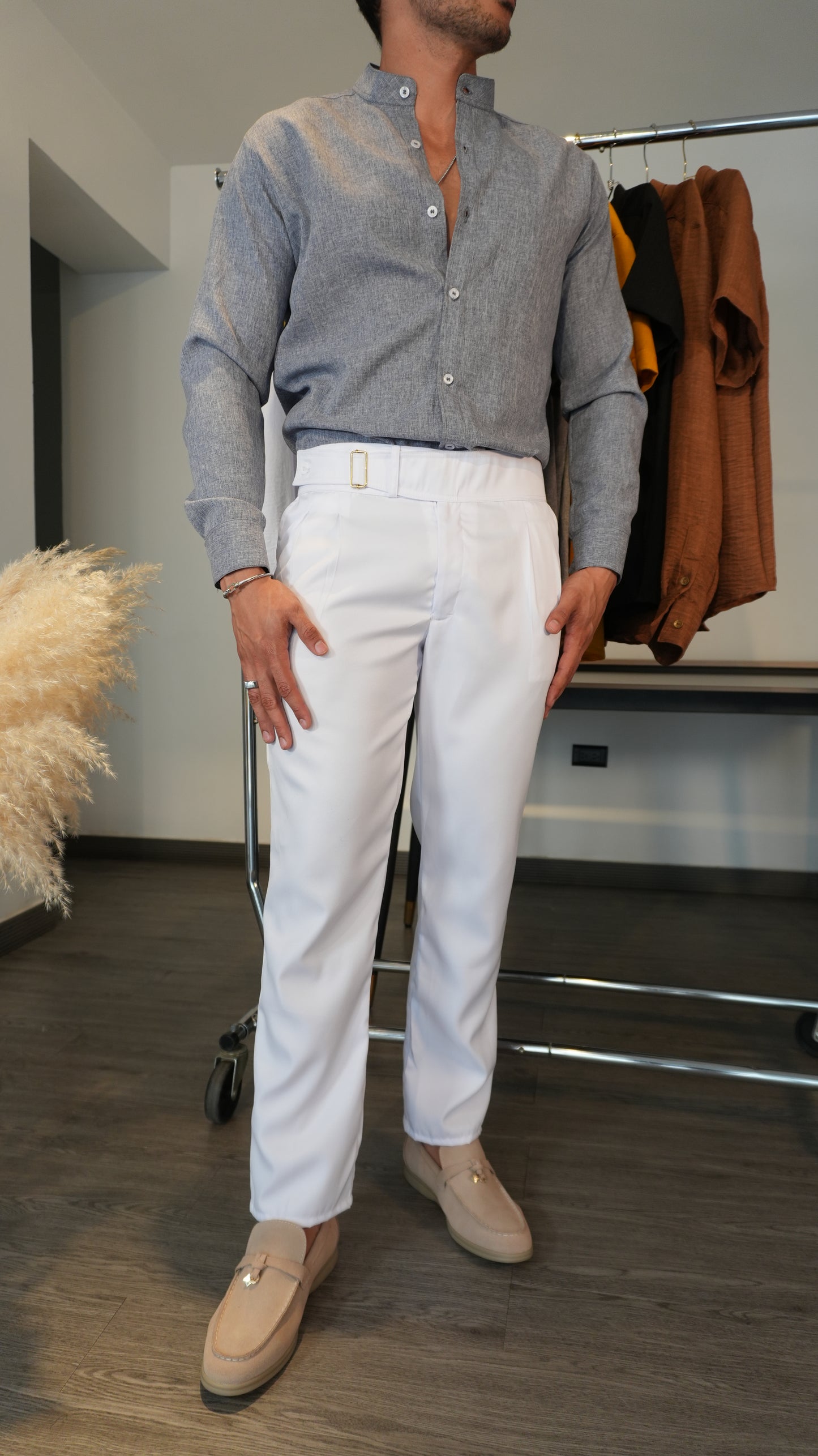 Pantalón Bianco Duca | Gabardina Italiana (Blanco) — Sangre & Lino
