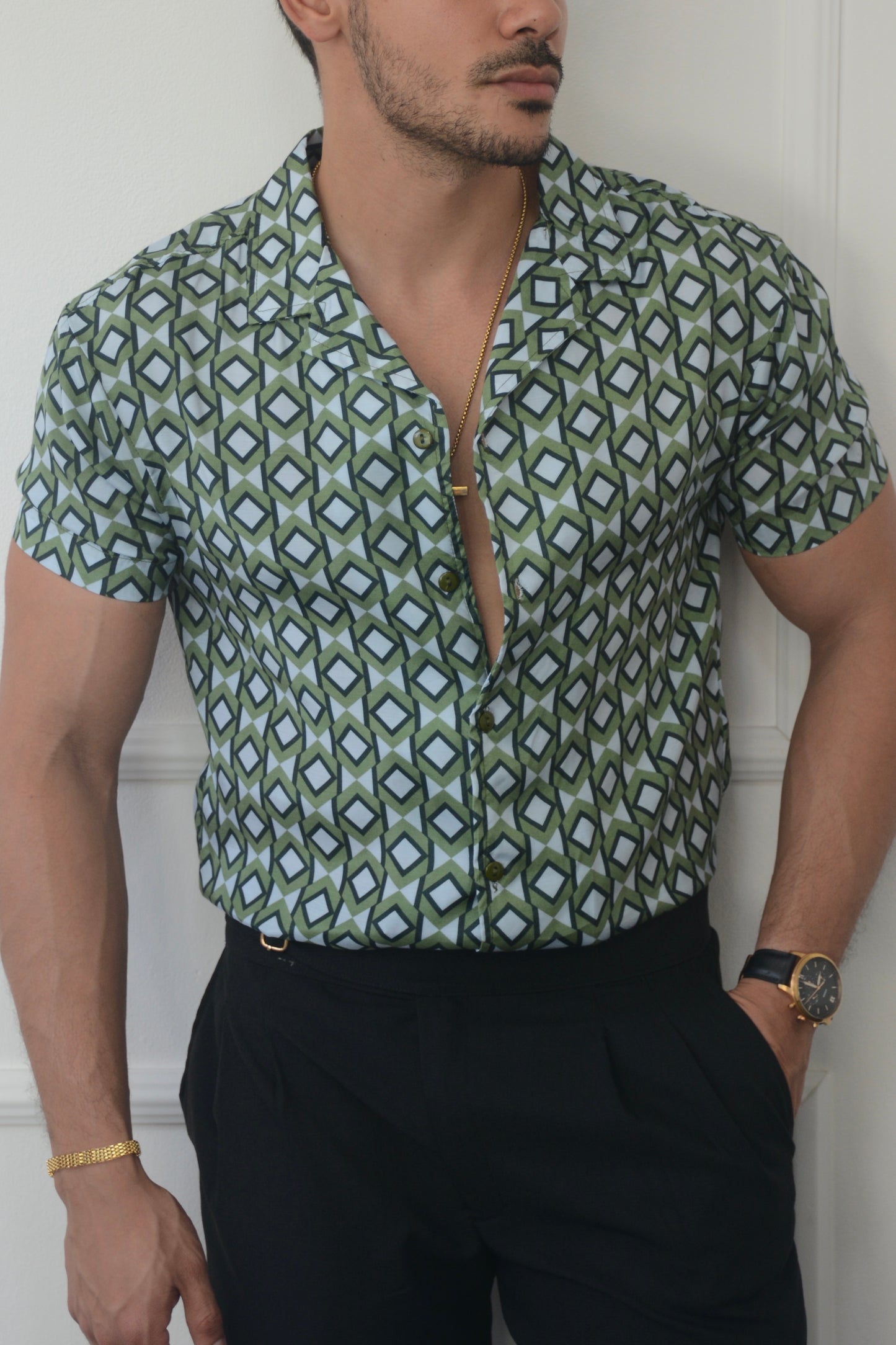 Camisa Green & Blue Diamond | Sprezzatura