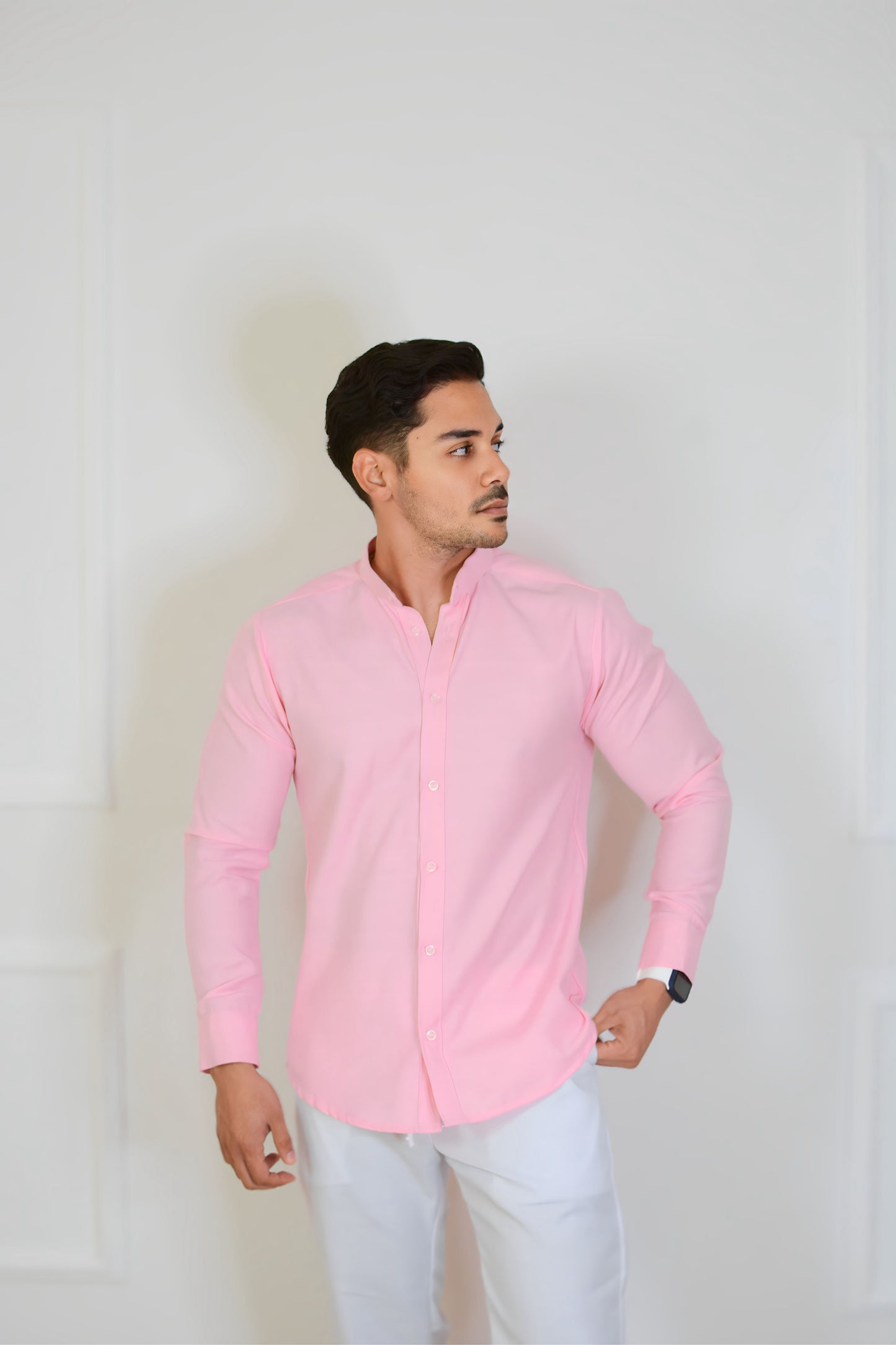 Camisa Rosa Lino M/L