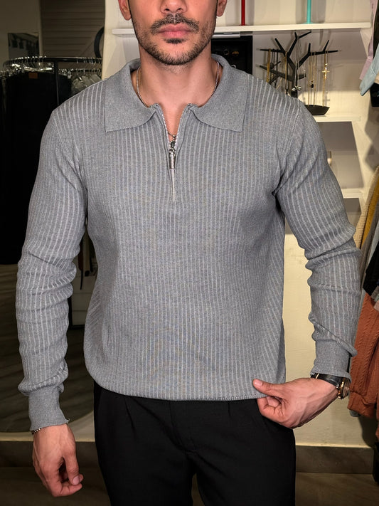 Polo Gray Uomo Classico – Zip M/L