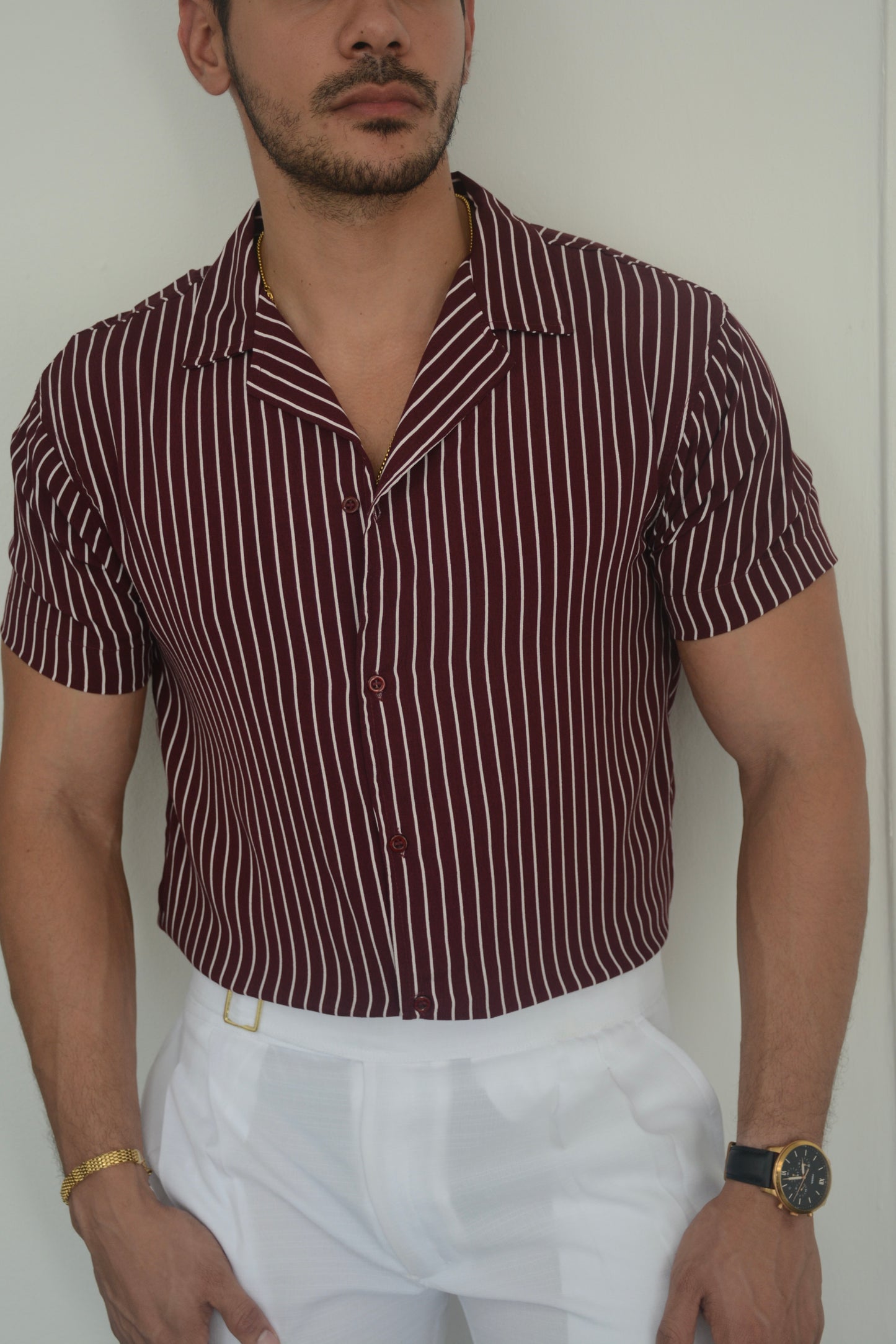 Camisa Wine Stripes | Sprezzatura