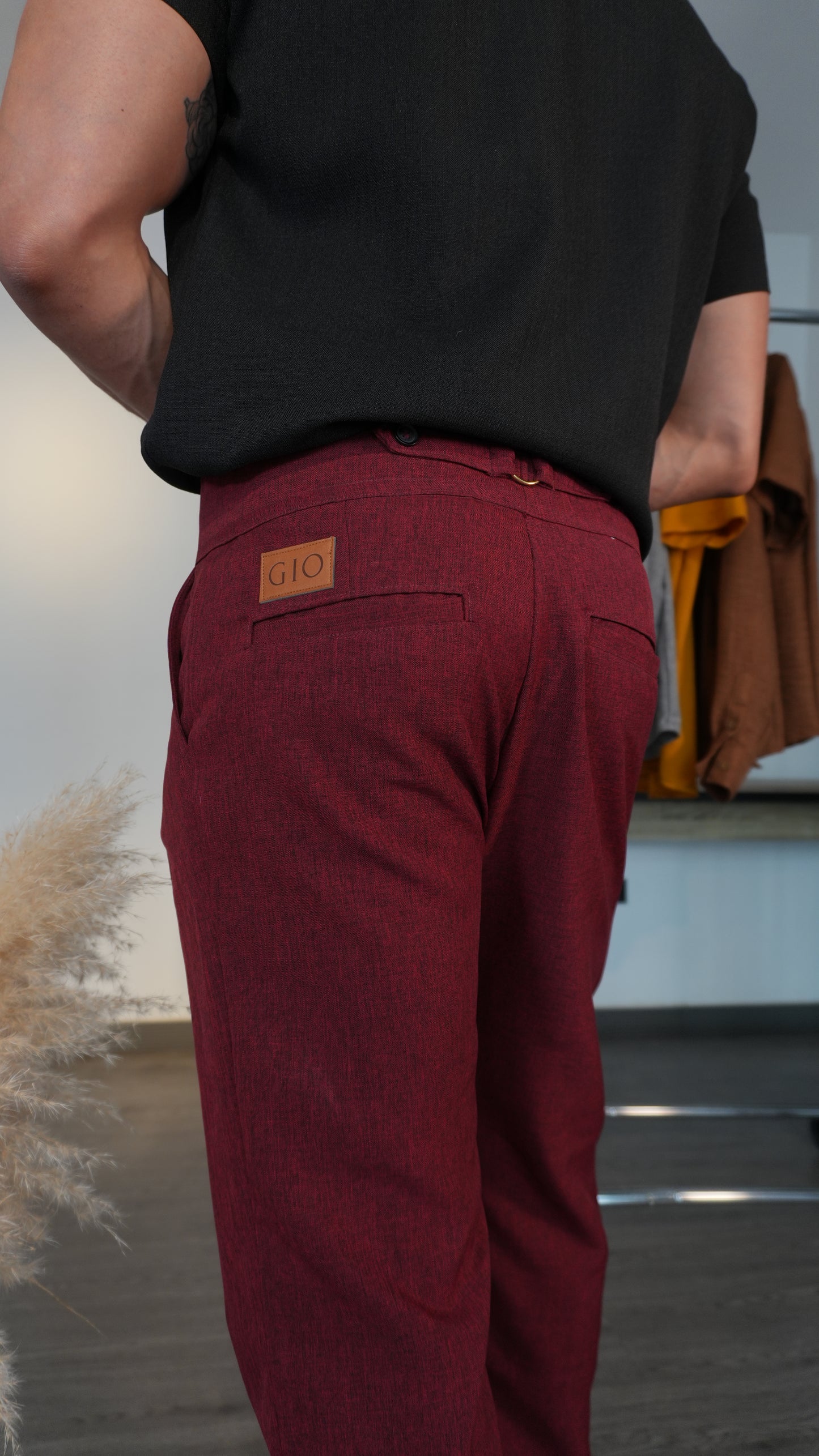 Pantalón Bordeaux | Linillo Italiano (Vinotinto) — Sangre & Lino