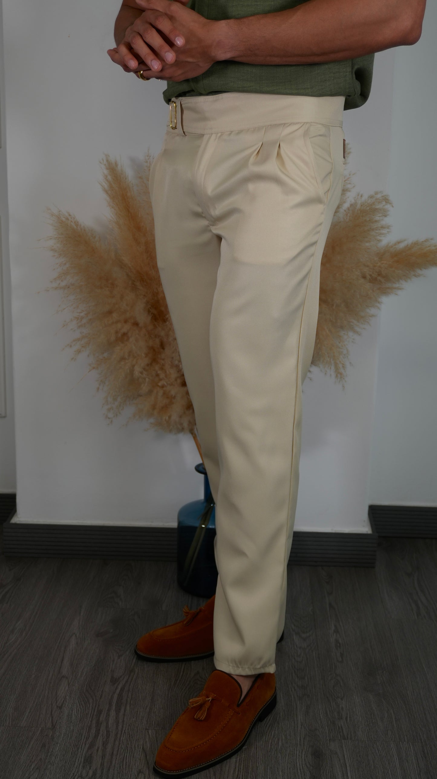 Pantalón Duca | Gabardina Italiana (Crema) — Sangre & Lino