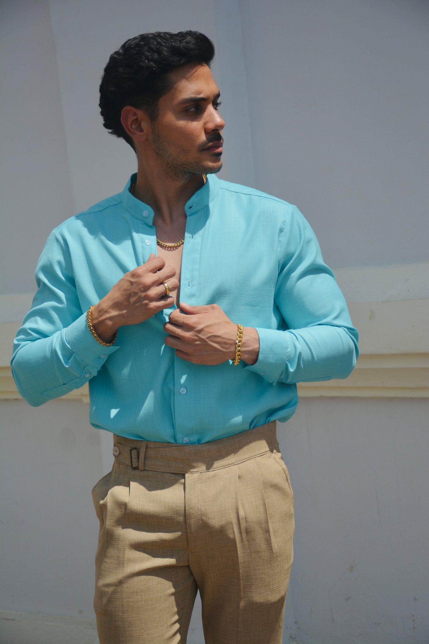 Camisa Aqua Lino M/L