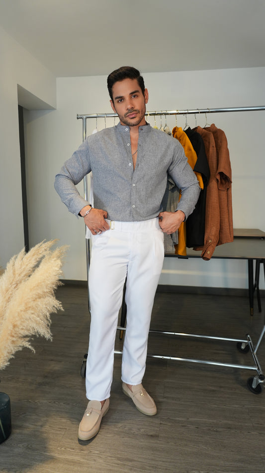 Pantalón Bianco Duca | Gabardina Italiana (Blanco) — Sangre & Lino