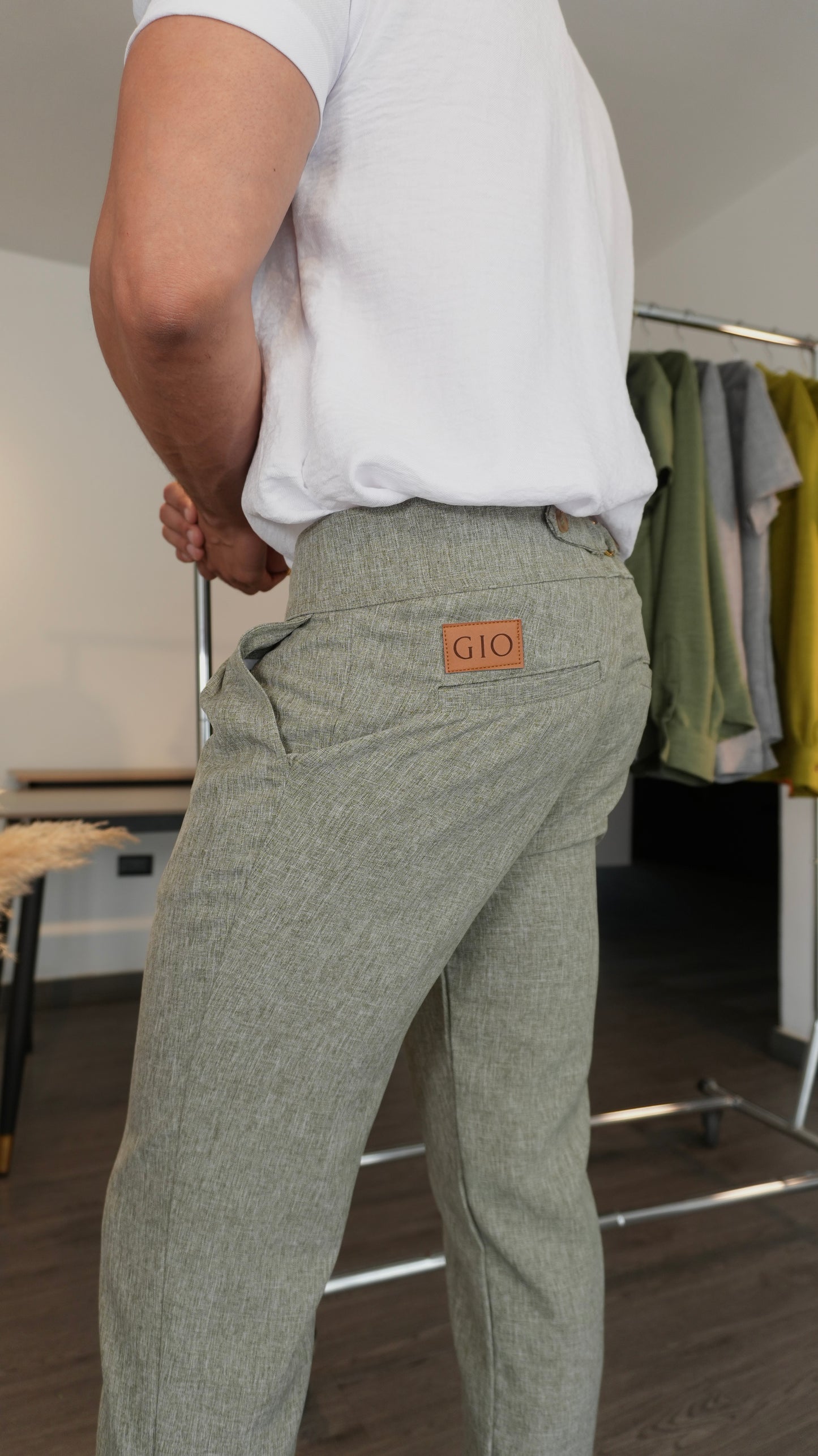 Pantalón Gurkha Aureo | Linillo Italiano (Verde Césped Claro)