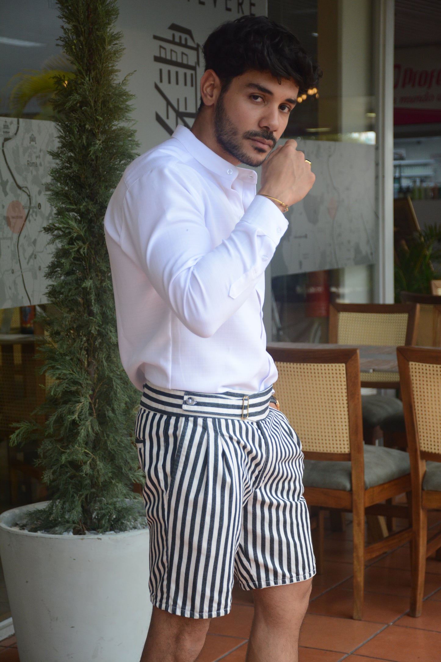 Bermuda White Stripes Classic Uomo