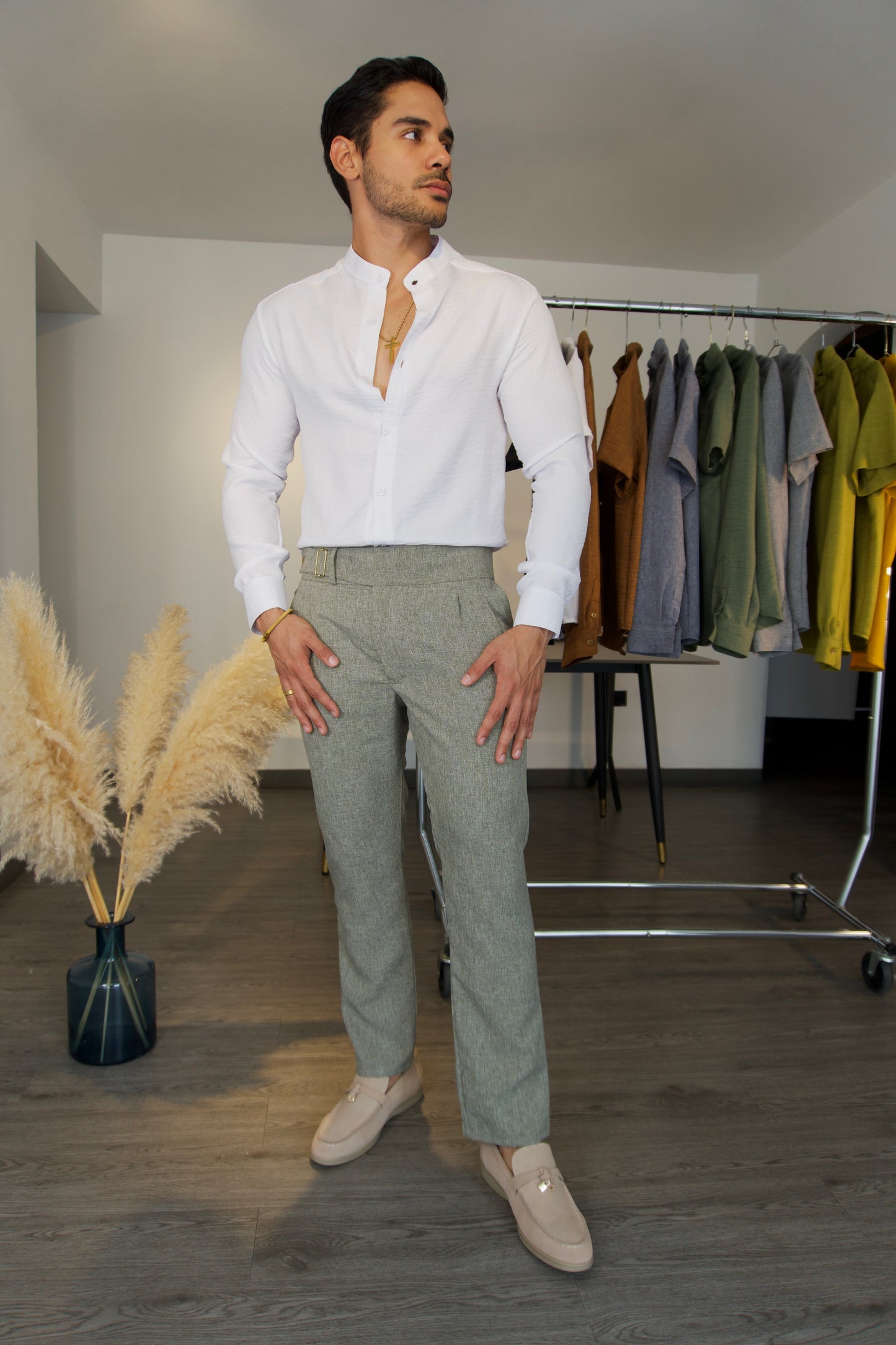 Camisa Bianca Pura | Cuello Mao (Blanco) M/L