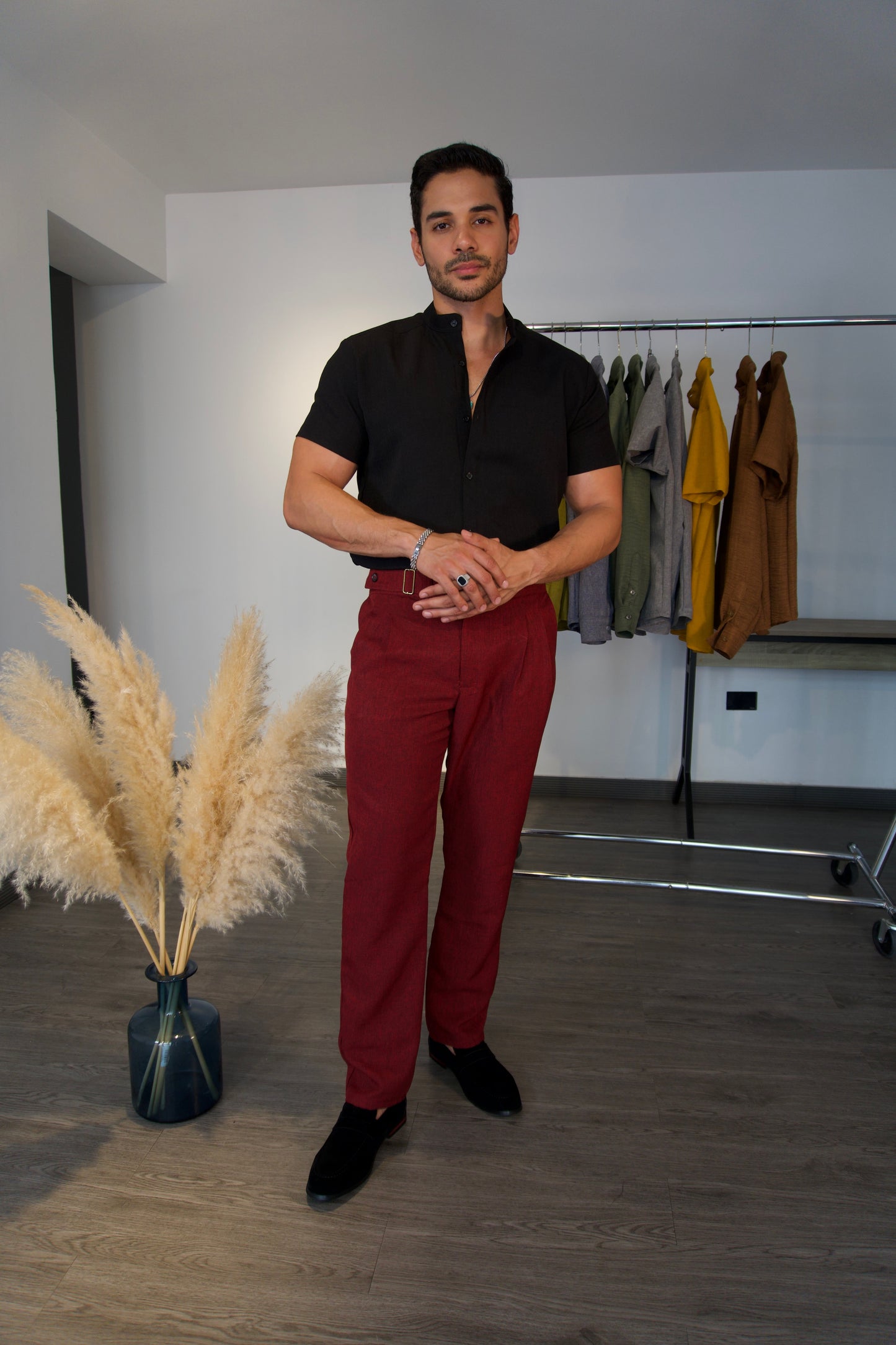 Pantalón Bordeaux | Linillo Italiano (Vinotinto) — Sangre & Lino