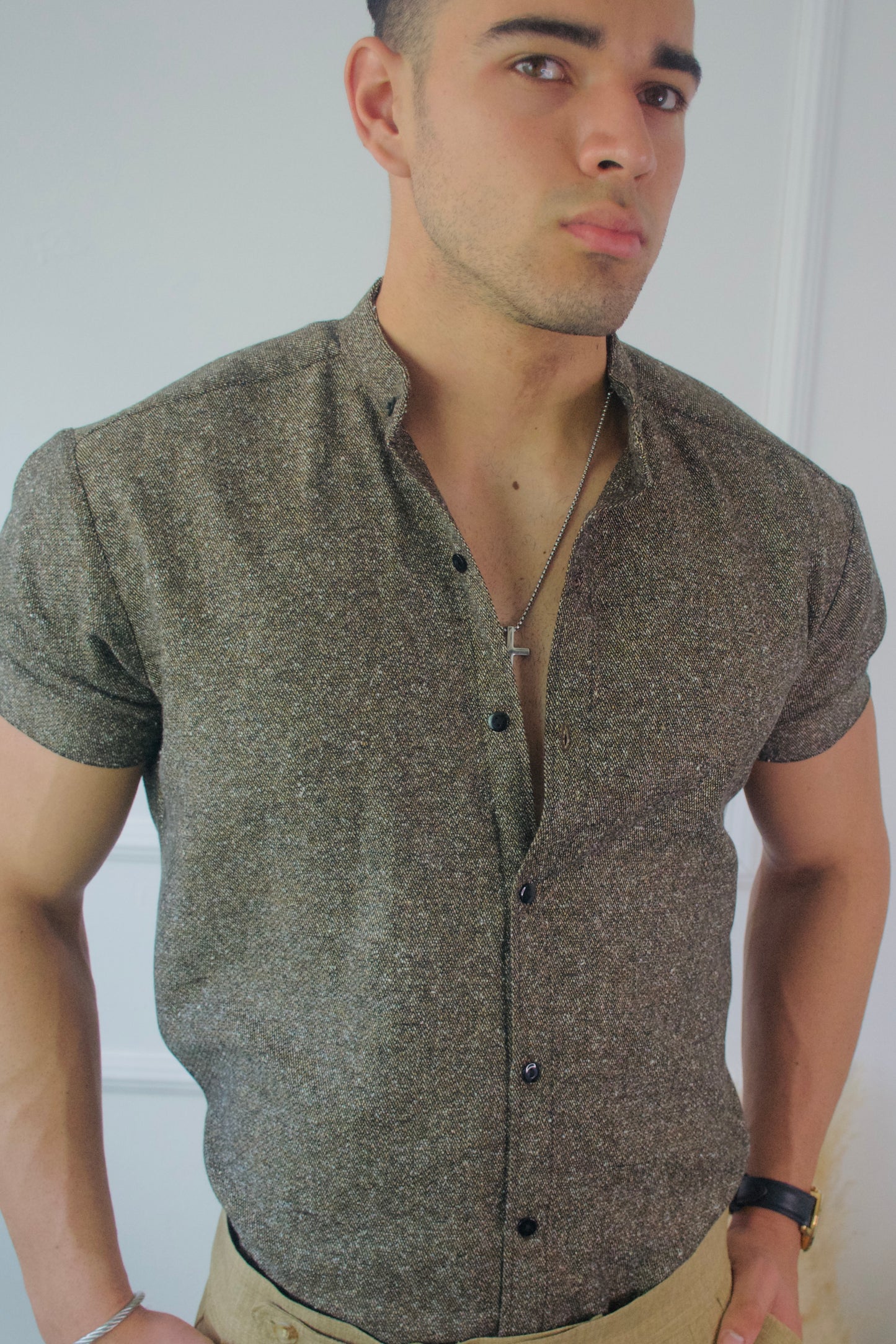 Camisa Brown Tejido Italiano