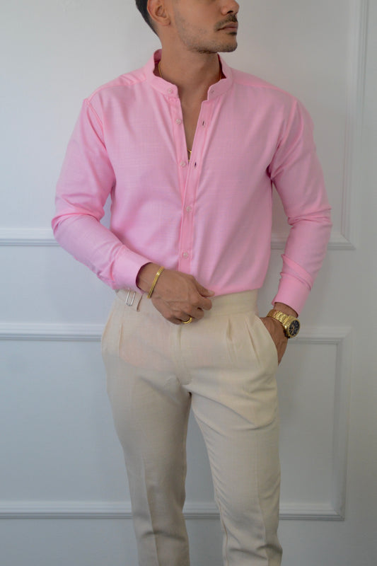 Camisa Rosa Lino M/L