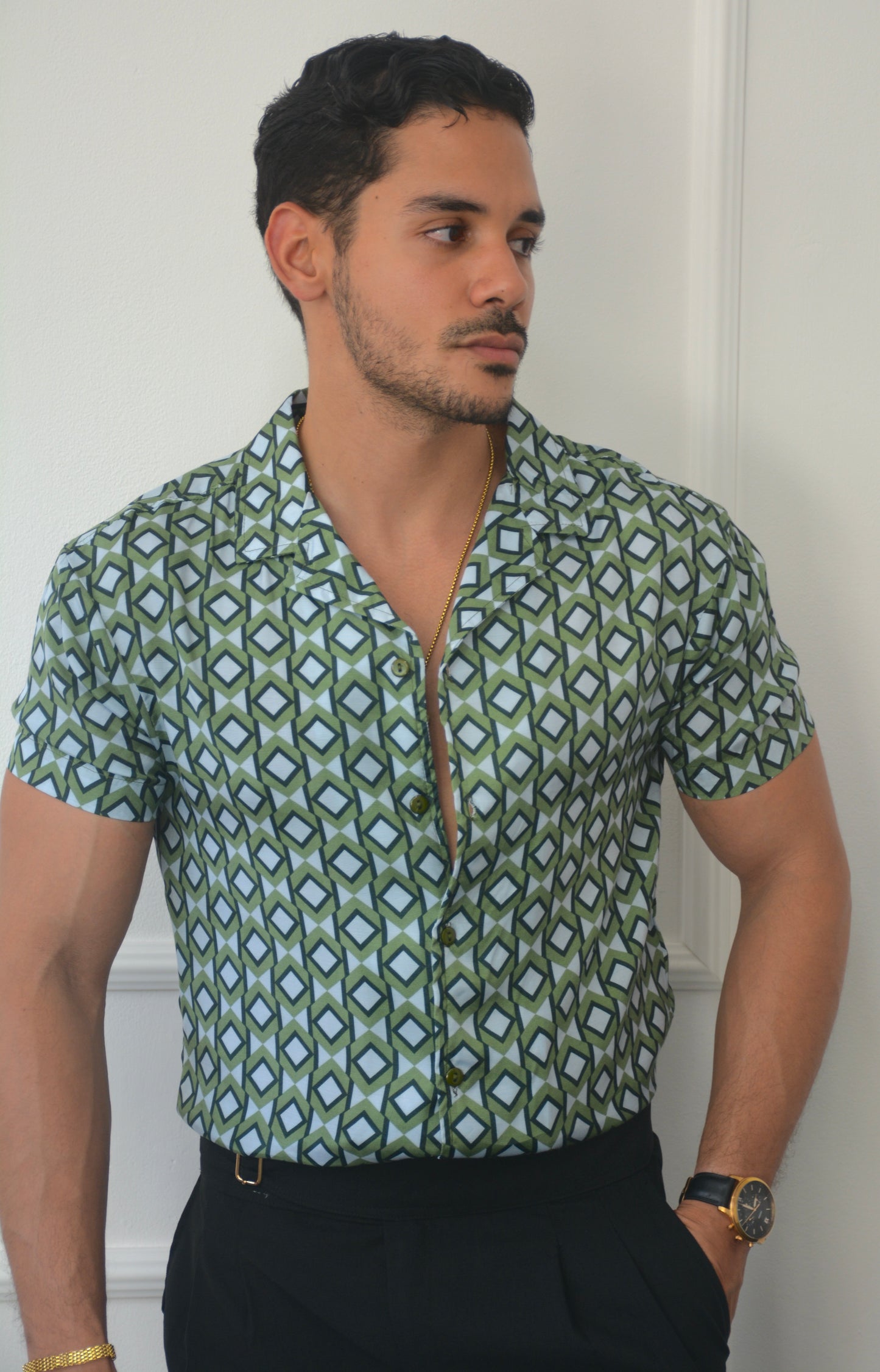 Camisa Green & Blue Diamond | Sprezzatura