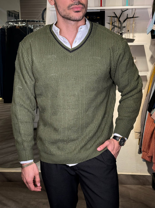 Polo Green Olive Britanico | Tejido Ingles V