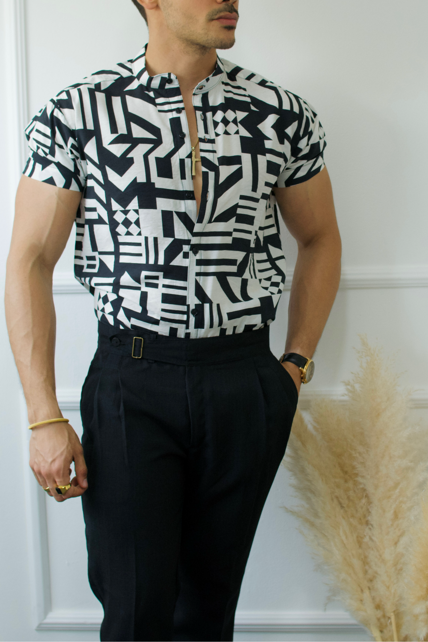 Camisa Black Abstract Forms