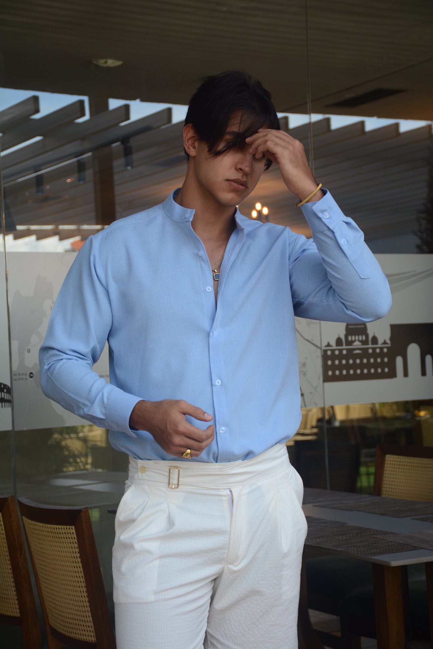 Camisa Sky Blue Lino M/L