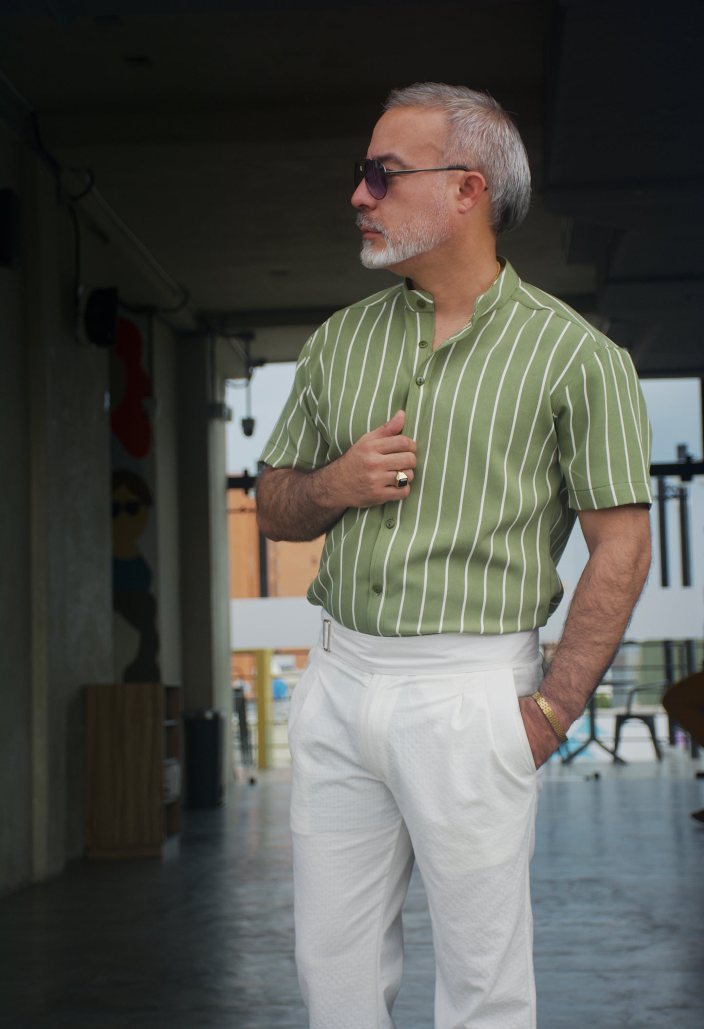 Camisa Green Stripes Mao | Sprezzatura