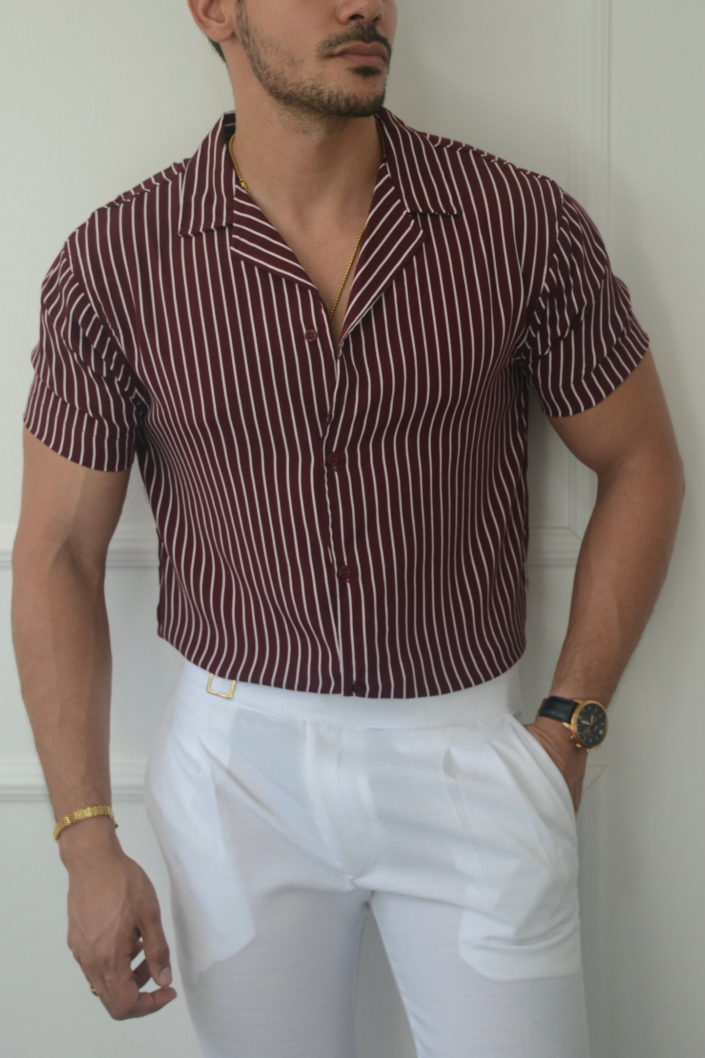 Camisa Wine Stripes | Sprezzatura