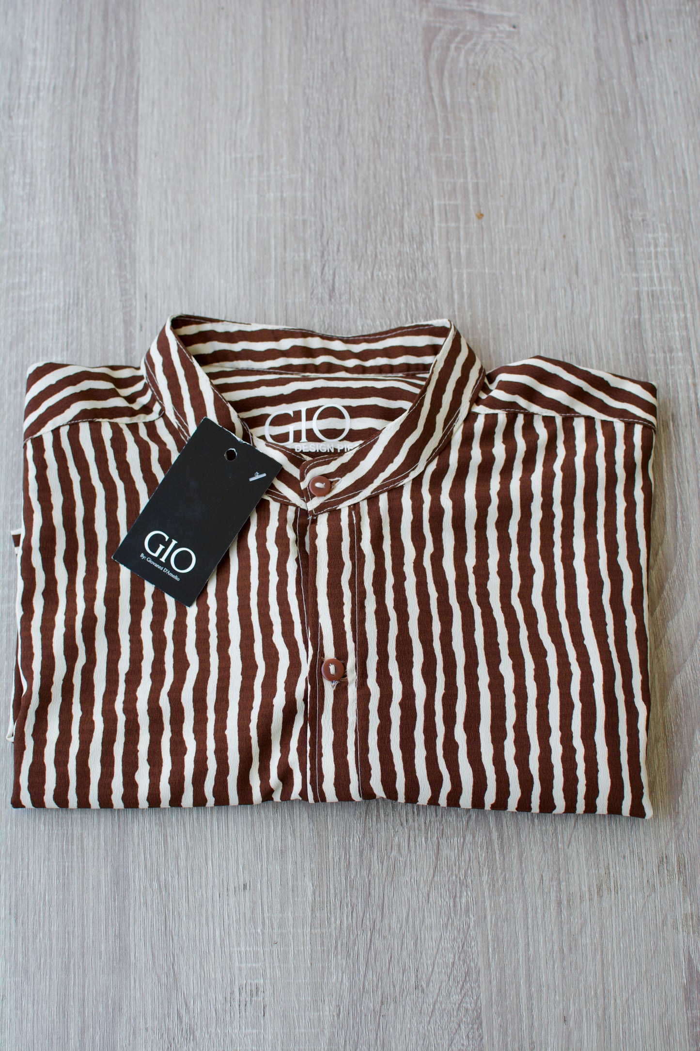 Camisa Brown Stripes Curved