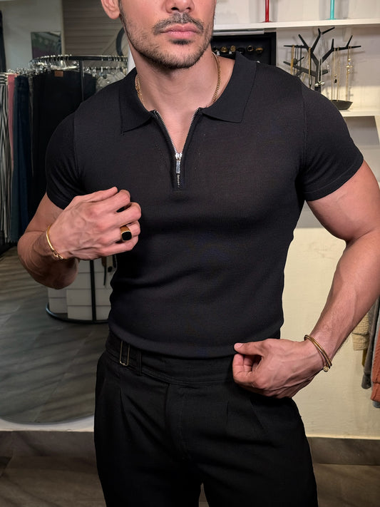 Polo “Urban Zip Noir” – Negro