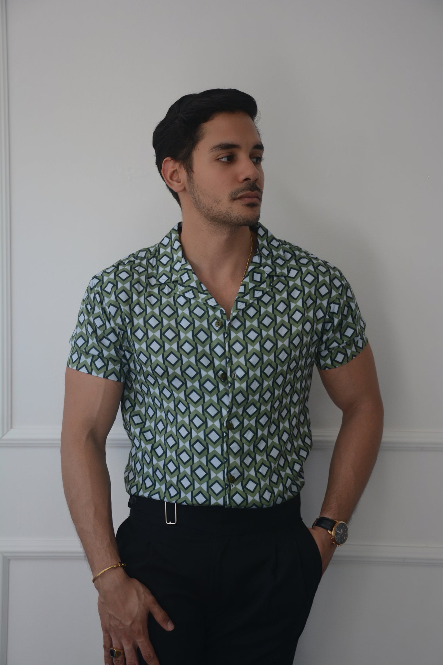 Camisa Green & Blue Diamond | Sprezzatura