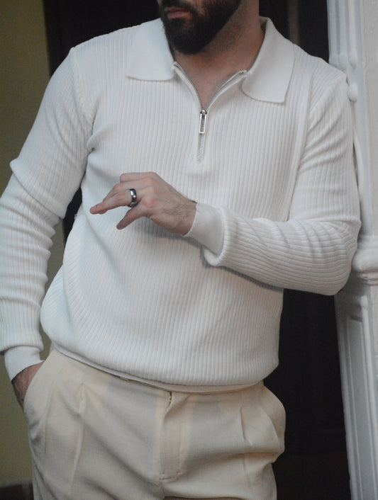 Polo White Uomo Classico – Zip M/L