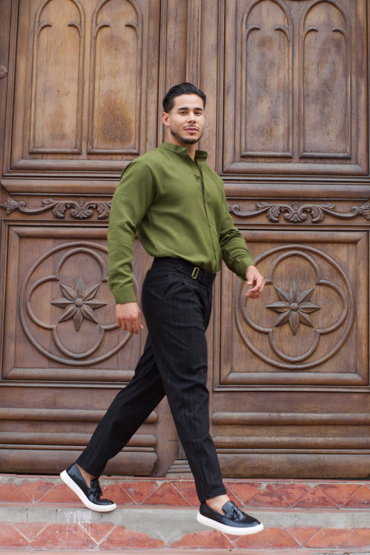 Camisa Green Olive Lino M/L