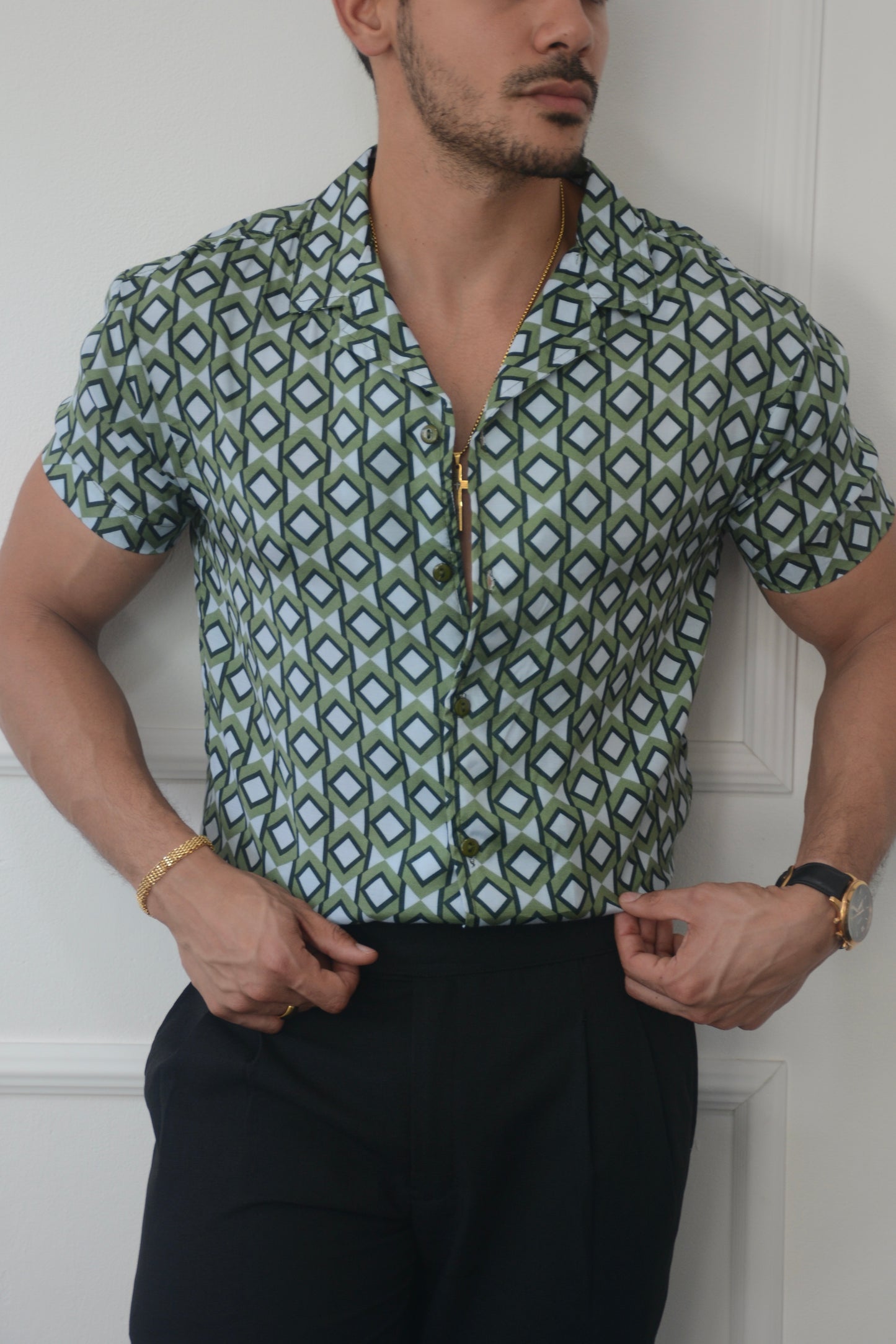 Camisa Green & Blue Diamond | Sprezzatura