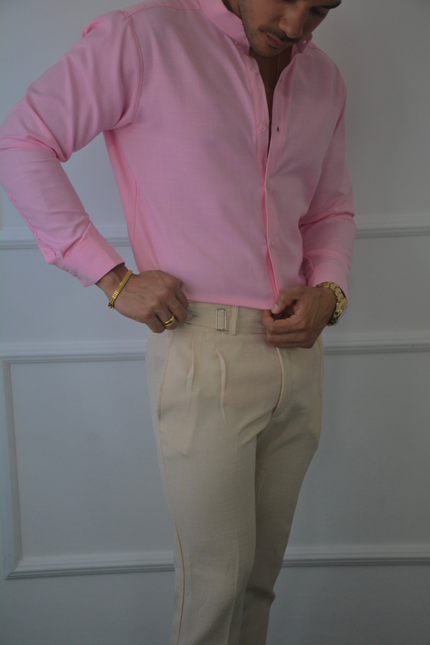 Camisa Rosa Lino M/L