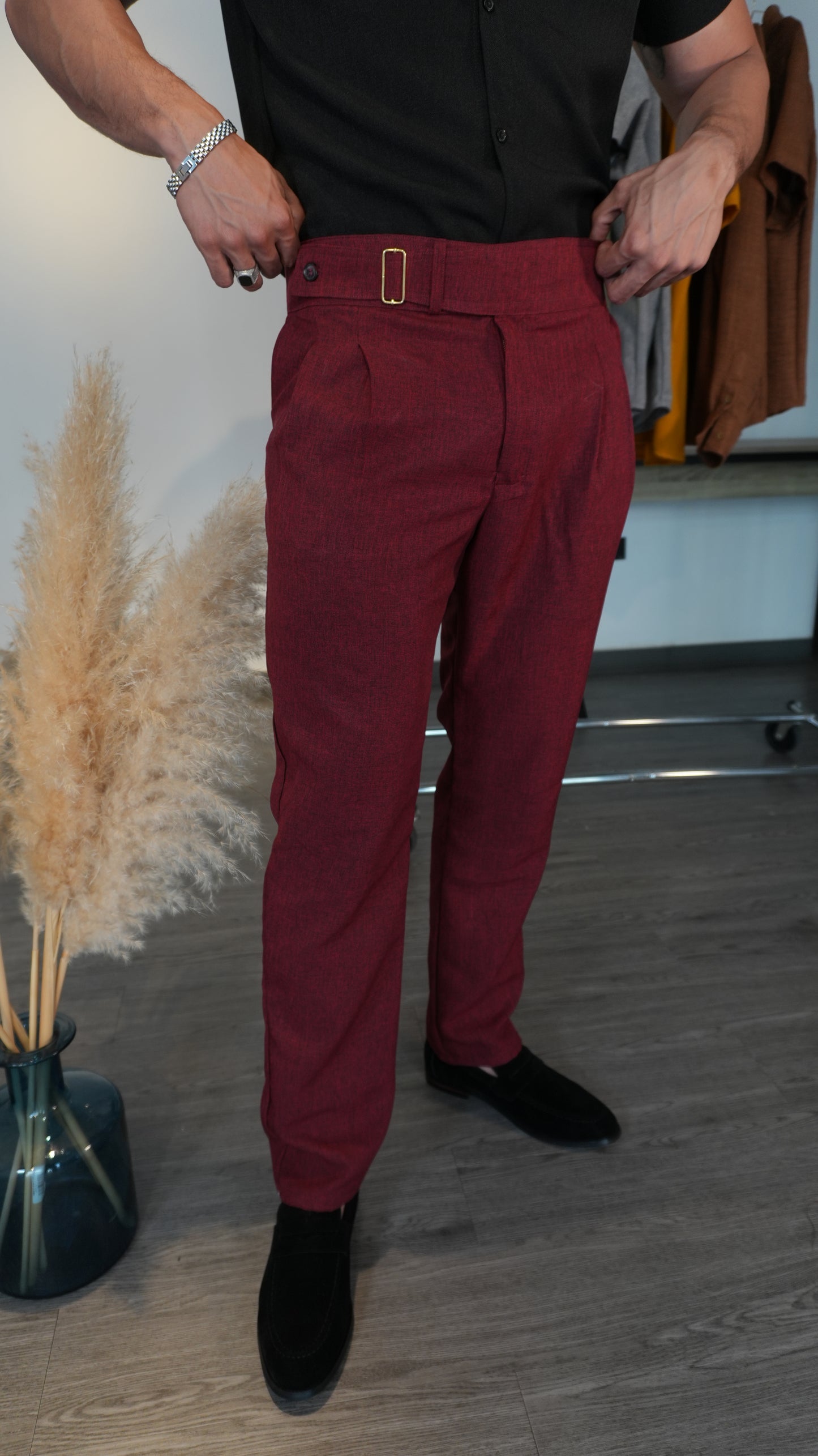 Pantalón Bordeaux | Linillo Italiano (Vinotinto) — Sangre & Lino