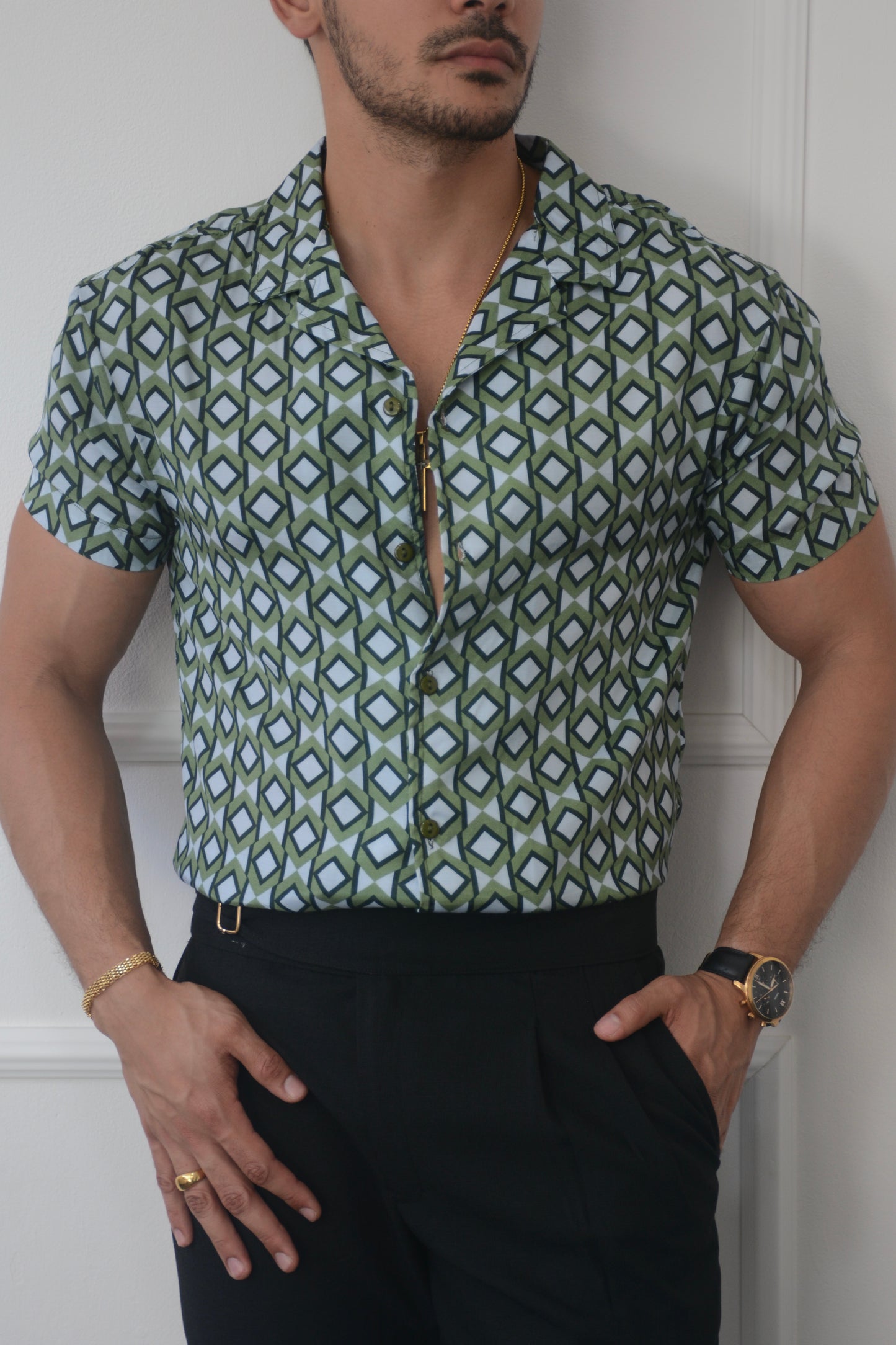 Camisa Green & Blue Diamond | Sprezzatura