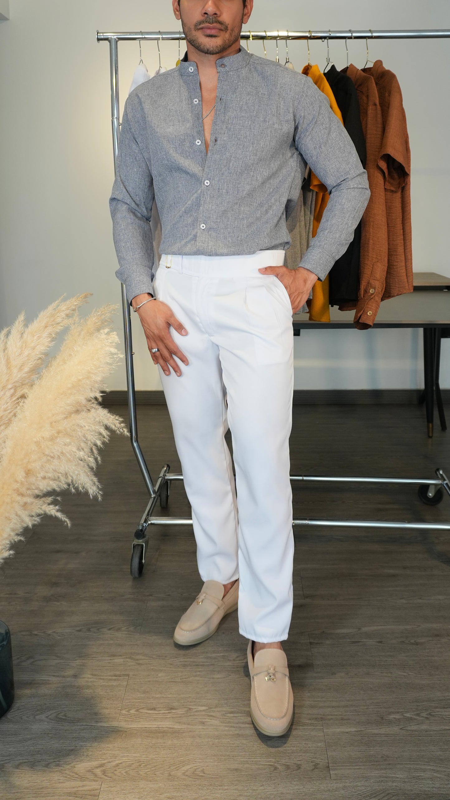 Pantalón Bianco Duca | Gabardina Italiana (Blanco) — Sangre & Lino