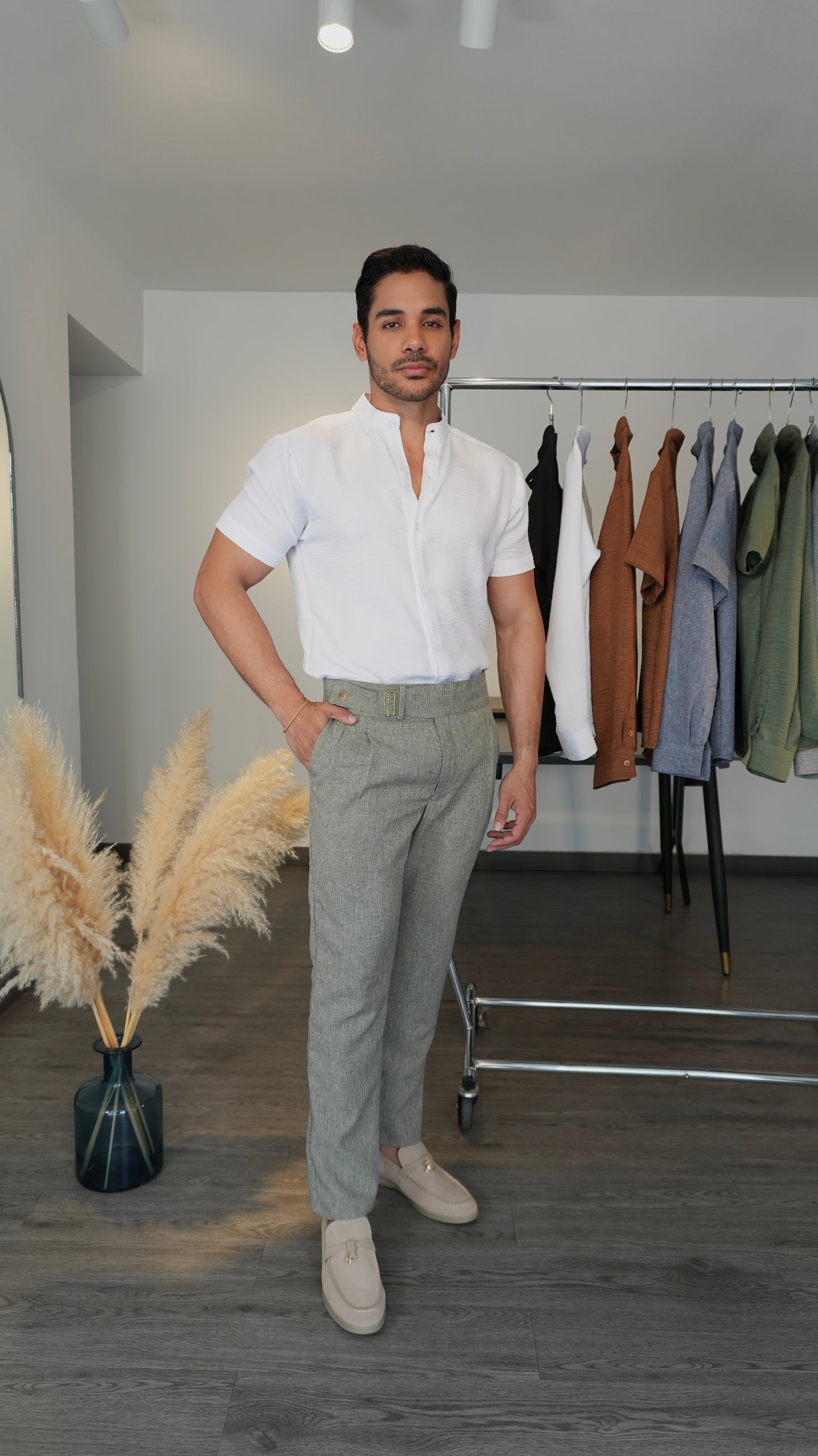 Pantalón Gurkha Aureo | Linillo Italiano (Verde Césped Claro)